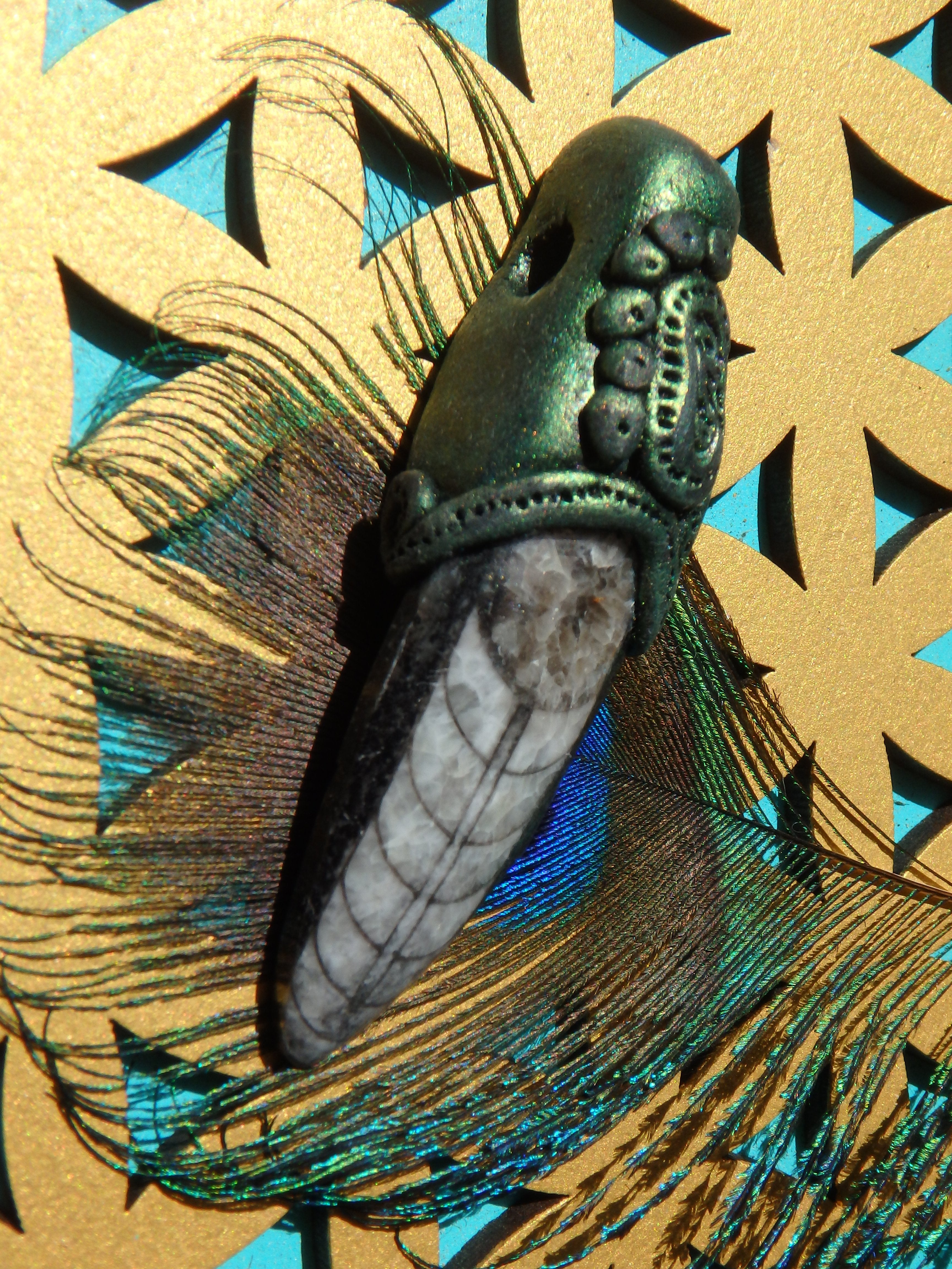 Orthoceras Fossil Handmade Energy Pendant (On Adjustable Cotton Cord) - Earth Family Crystals