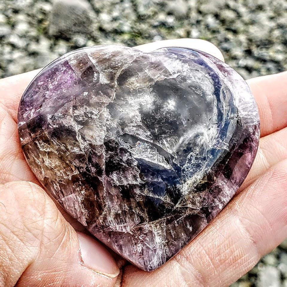 Fabulous Super 7 Love Heart Carving From Brazil #2 - Earth Family Crystals