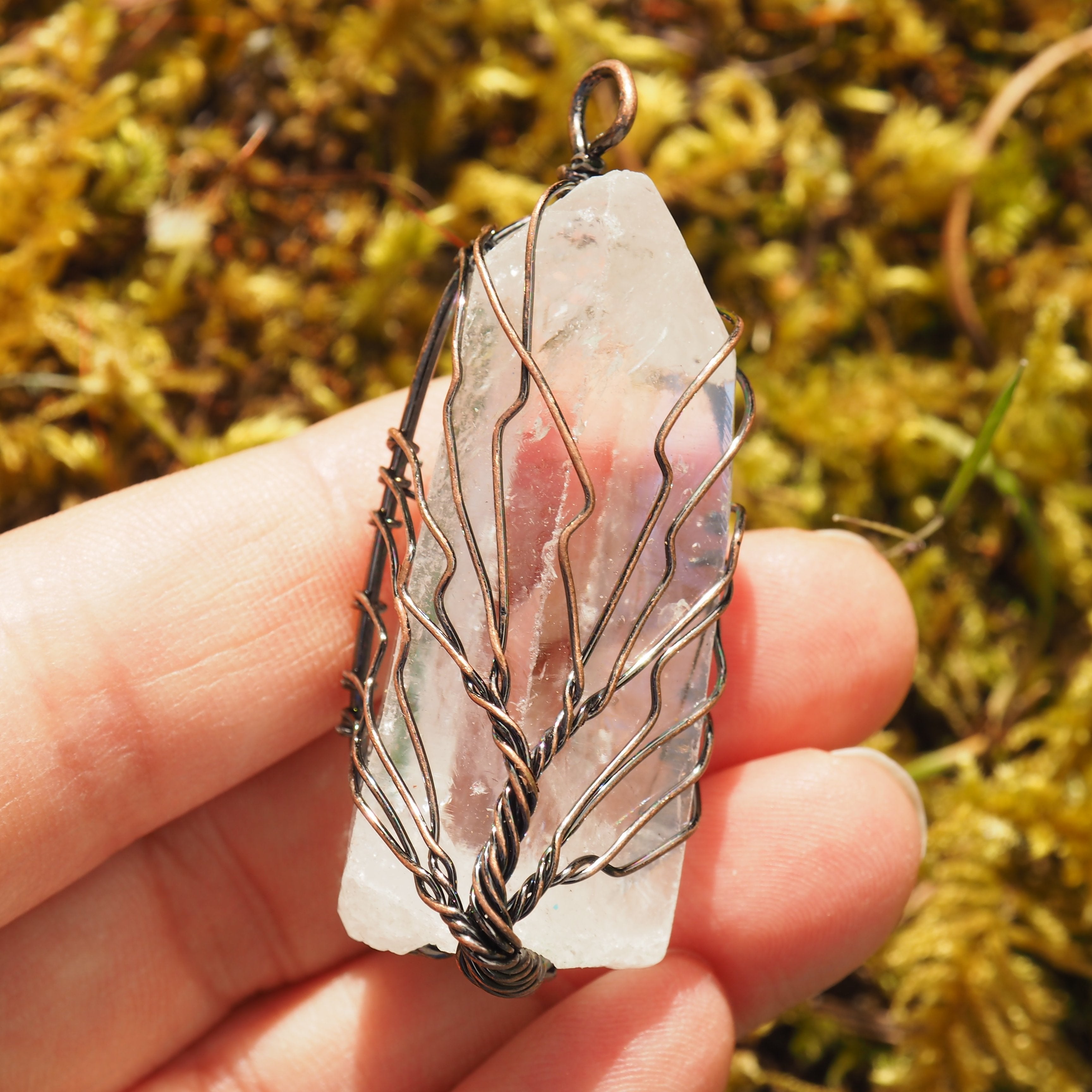 Tree of Life Wire Wrapped Natural Quartz Point Pendant - Earth Family Crystals