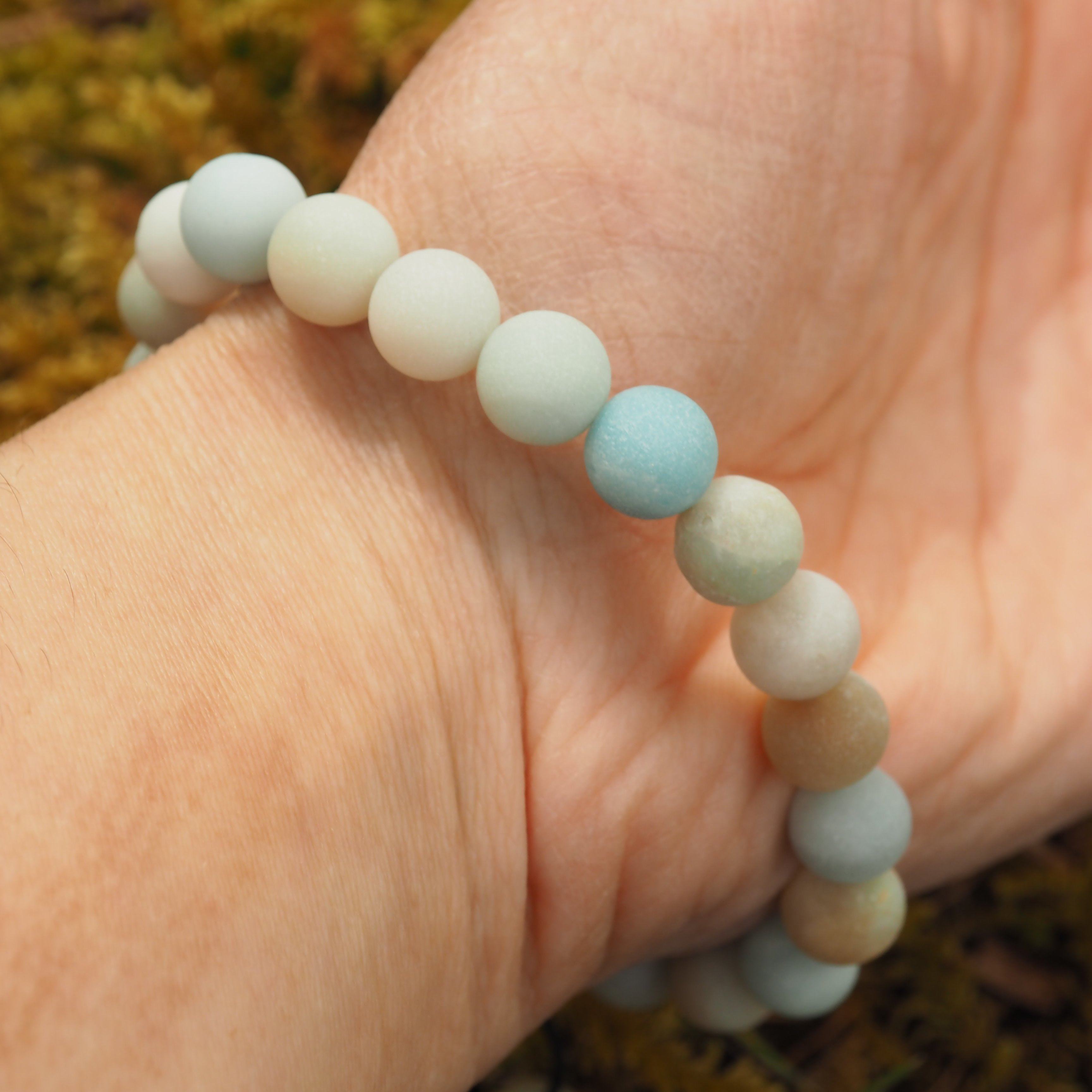 Beautiful Unpolished Frosted Amazonite Beaded Adjustable Bracelet - Earth Family Crystals