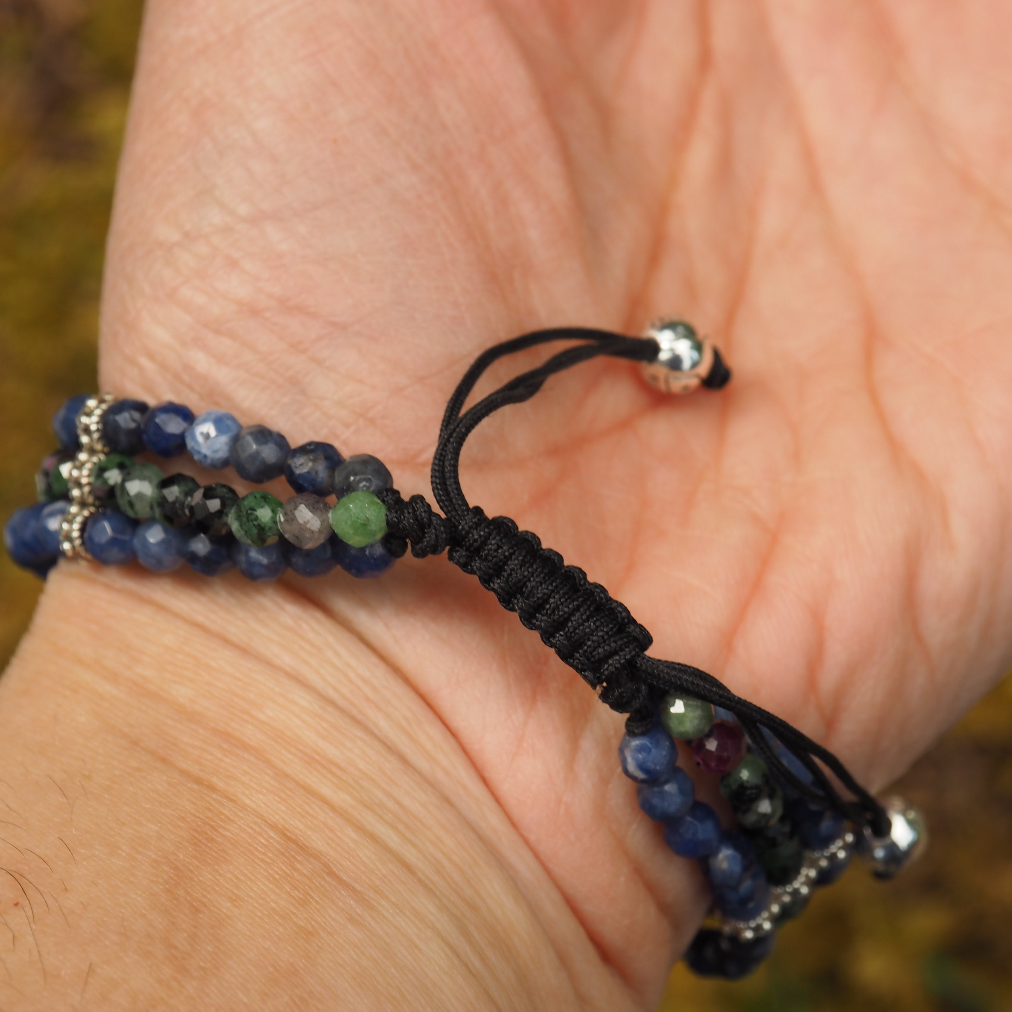 Trendy Faceted Ruby Zoisite & Sodalite Adjustable Bracelet - Earth Family Crystals