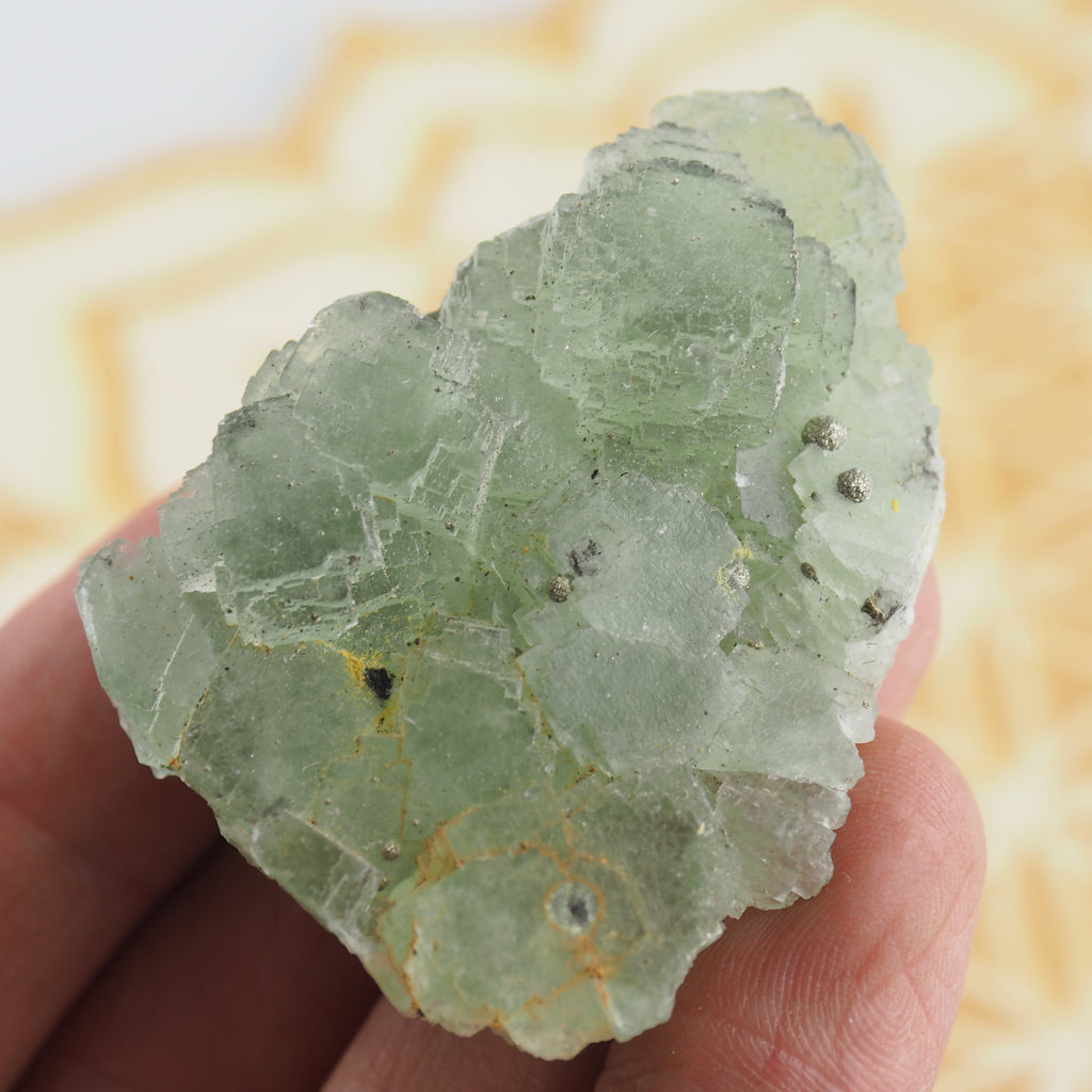 Raw Green Fluorite With Pyrite Inclusions #1 - Earth Family Crystals