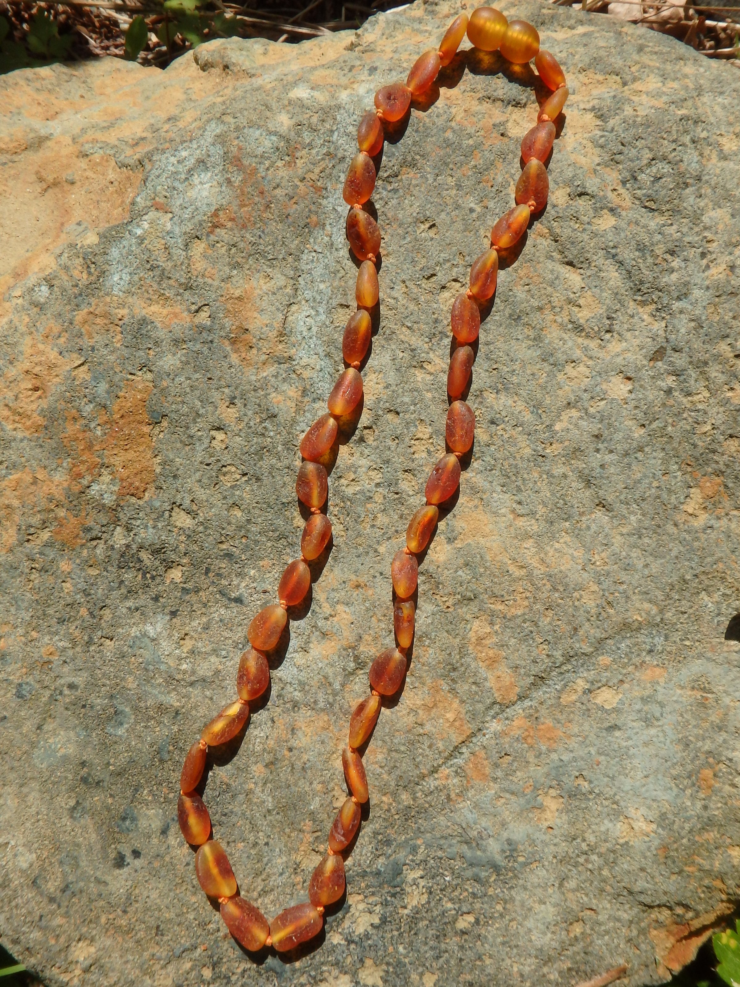 Unpolished Cognac Lithuanian Baltic Amber Adult Necklace - Earth Family Crystals