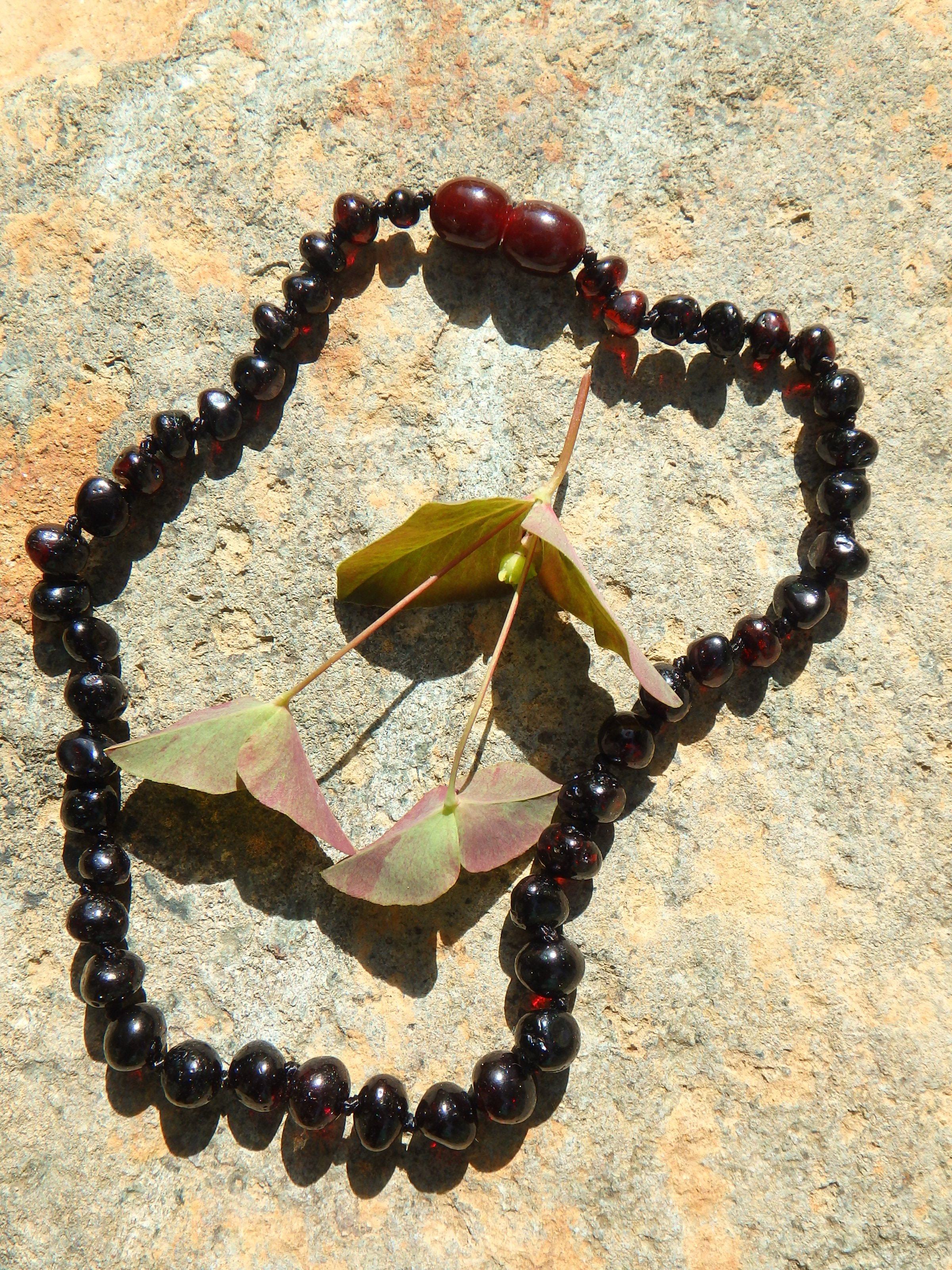 Dark Burgundy Beads Baby/Child Lithuanian Baltic Amber Necklace