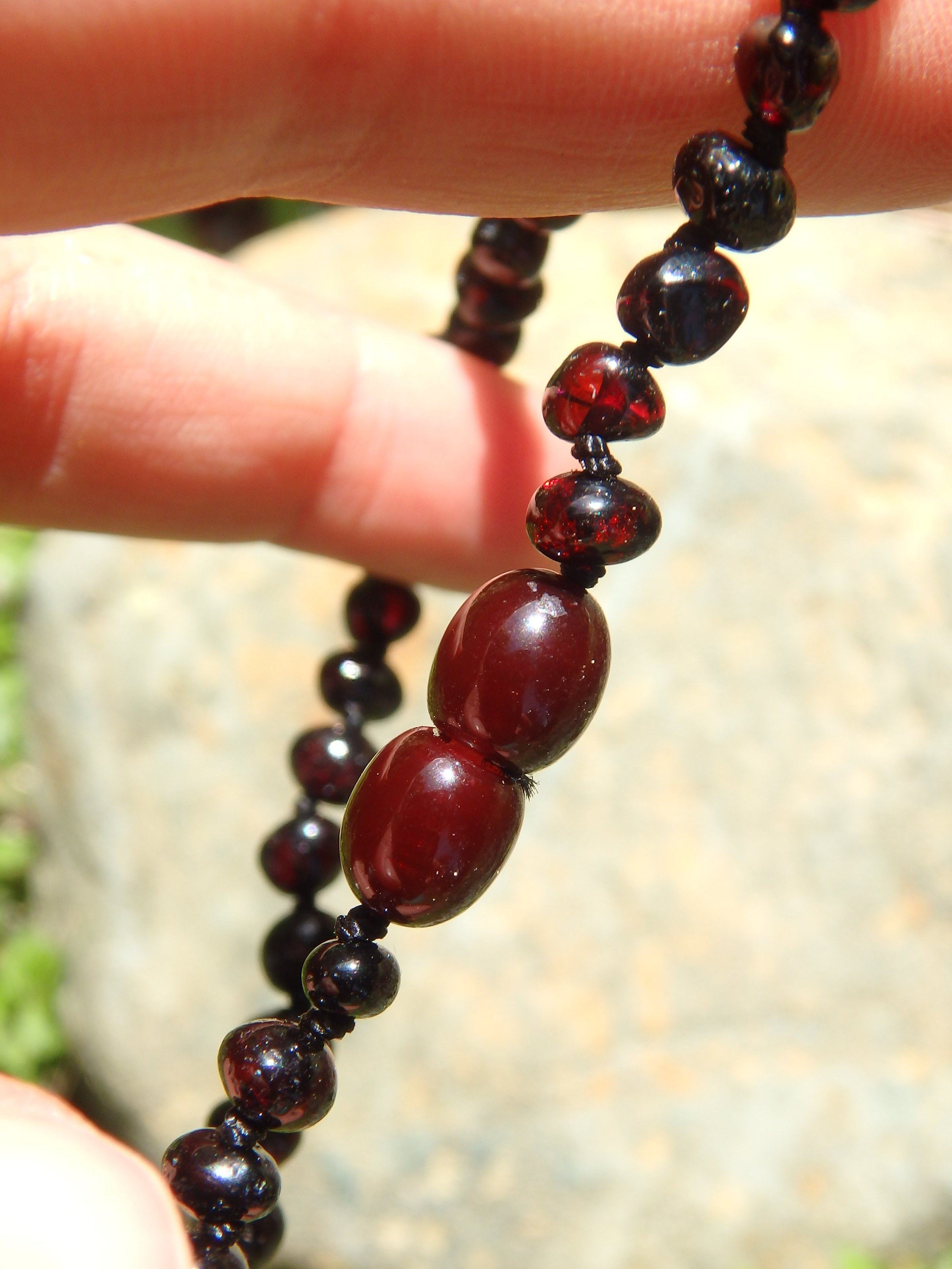 Dark Burgundy Beads Baby/Child Lithuanian Baltic Amber Necklace
