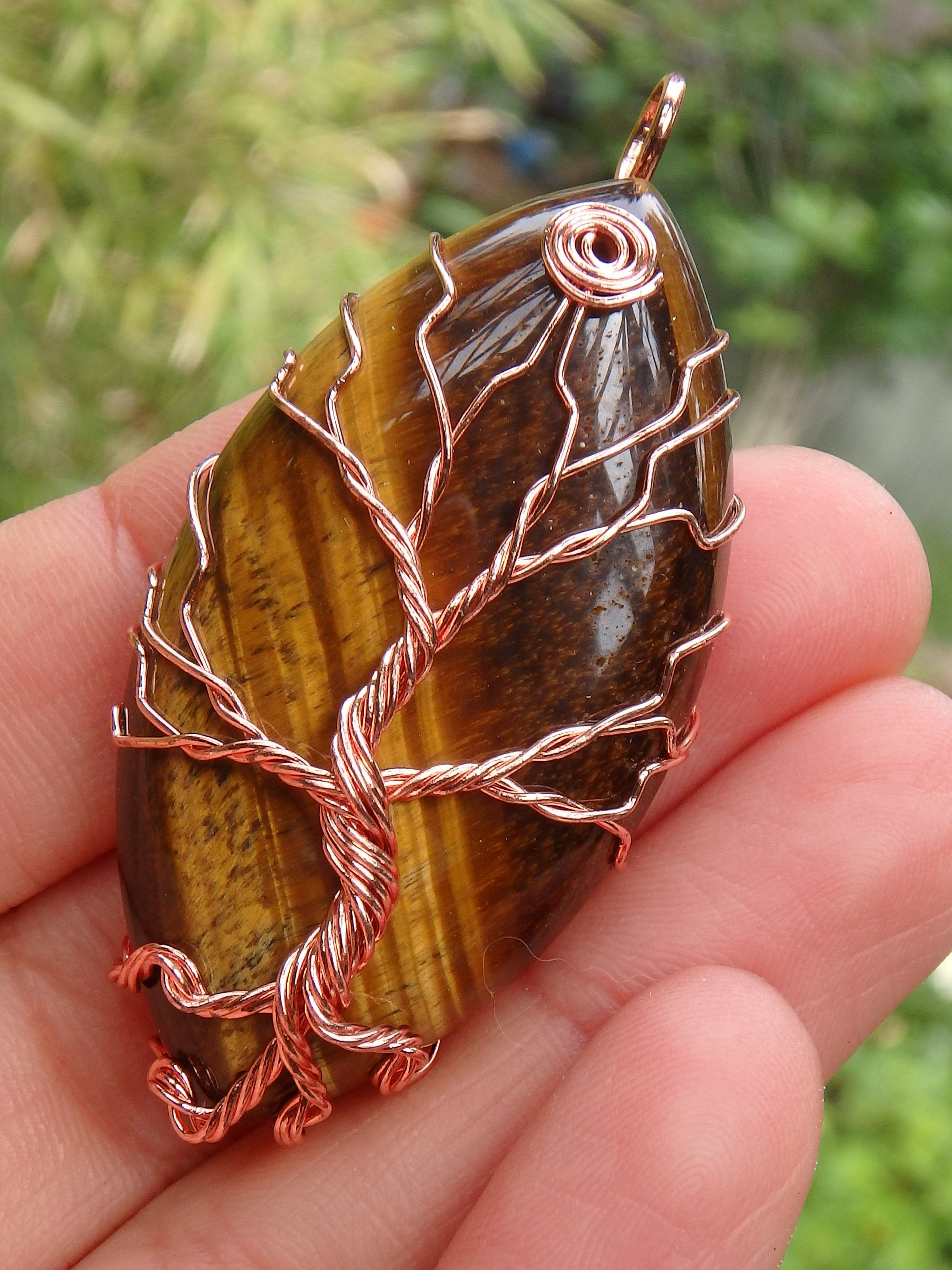 Tree Of Life Wire Wrapped Tiger Eye Pendant - Earth Family Crystals