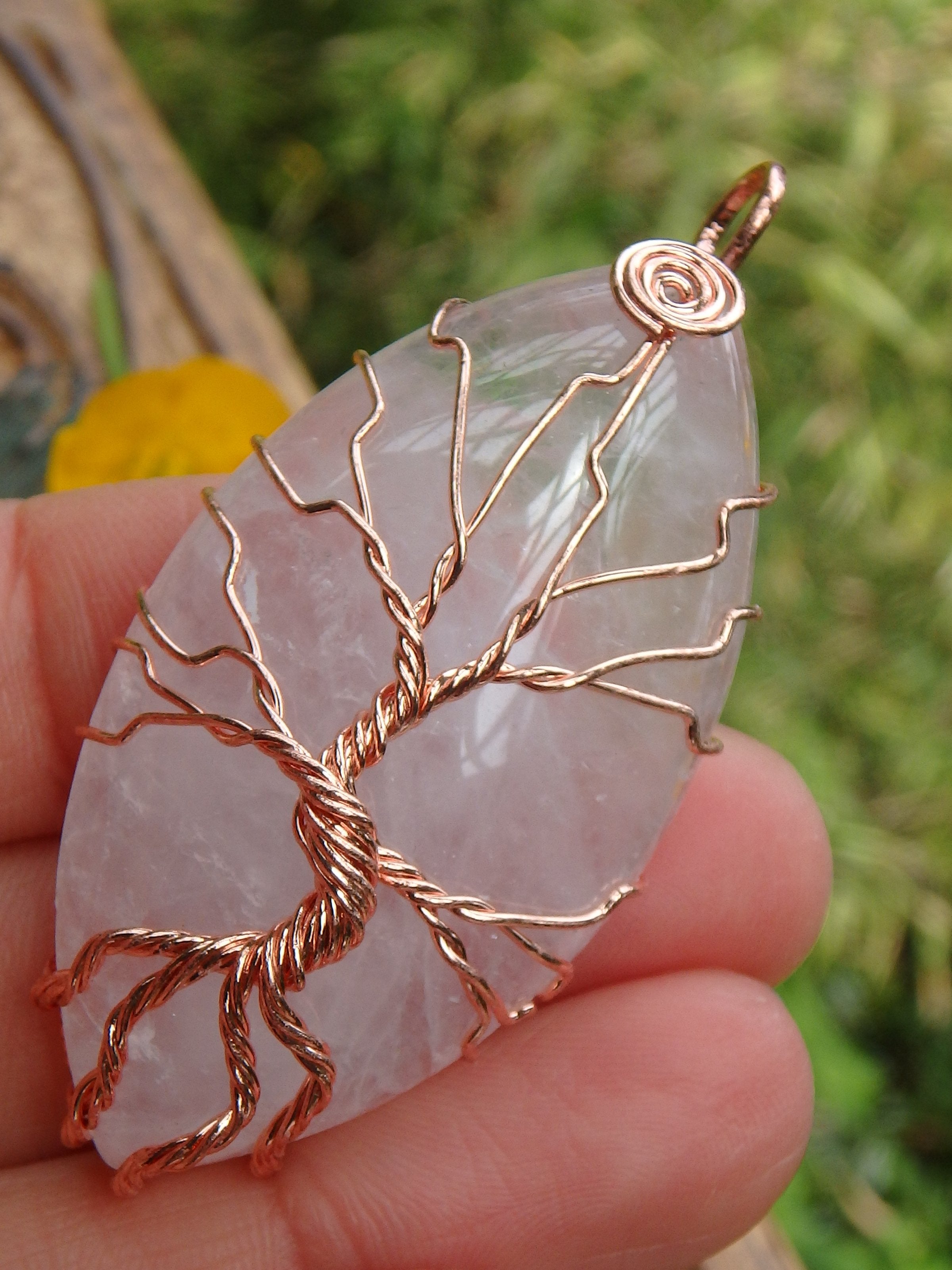 Tree Of Life Wire Wrapped Rose Quartz Pendant - Earth Family Crystals