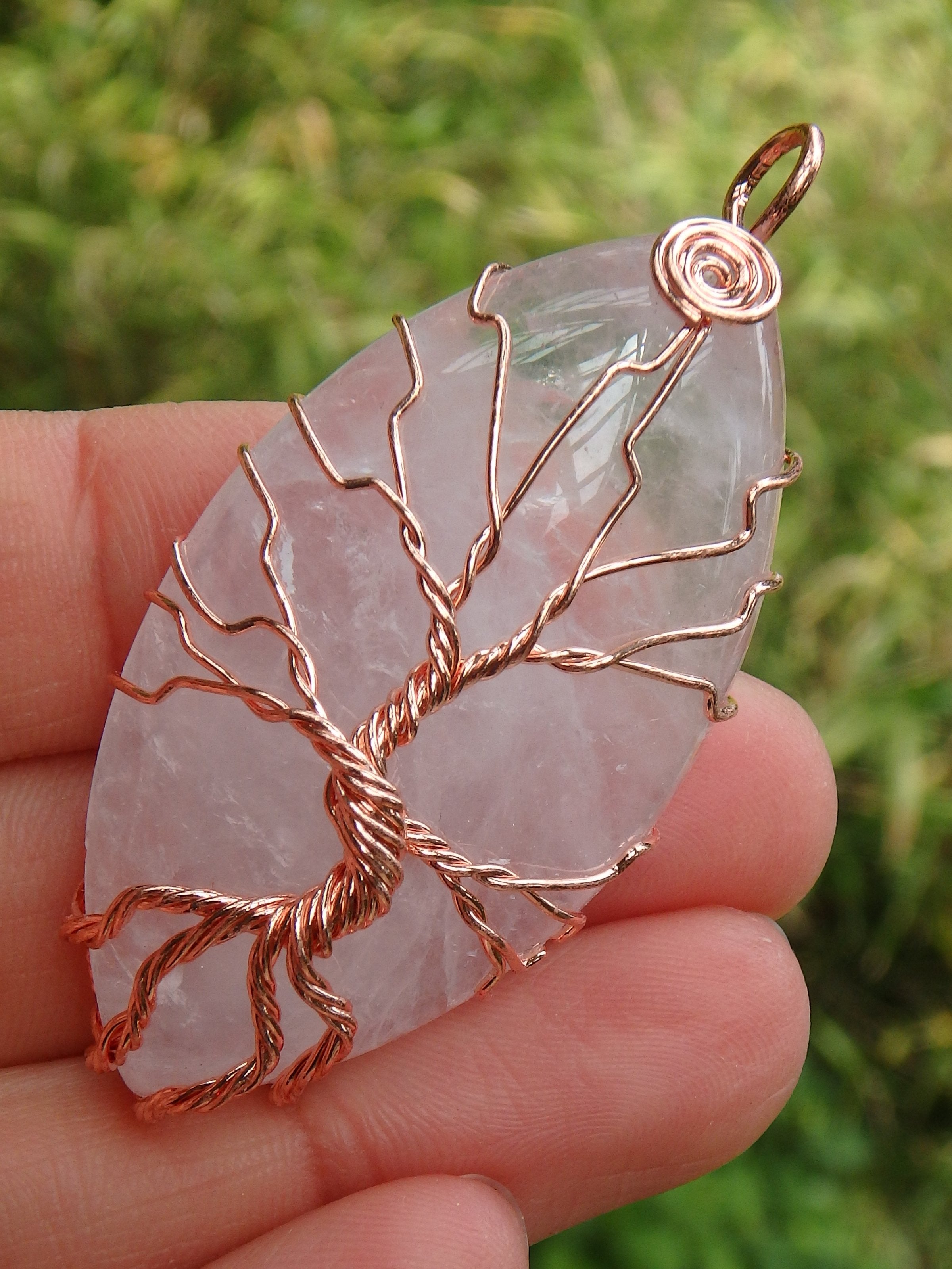 Tree Of Life Wire Wrapped Rose Quartz Pendant - Earth Family Crystals