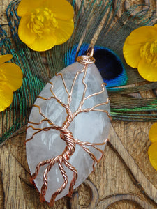 Tree Of Life Wire Wrapped Rose Quartz Pendant - Earth Family Crystals