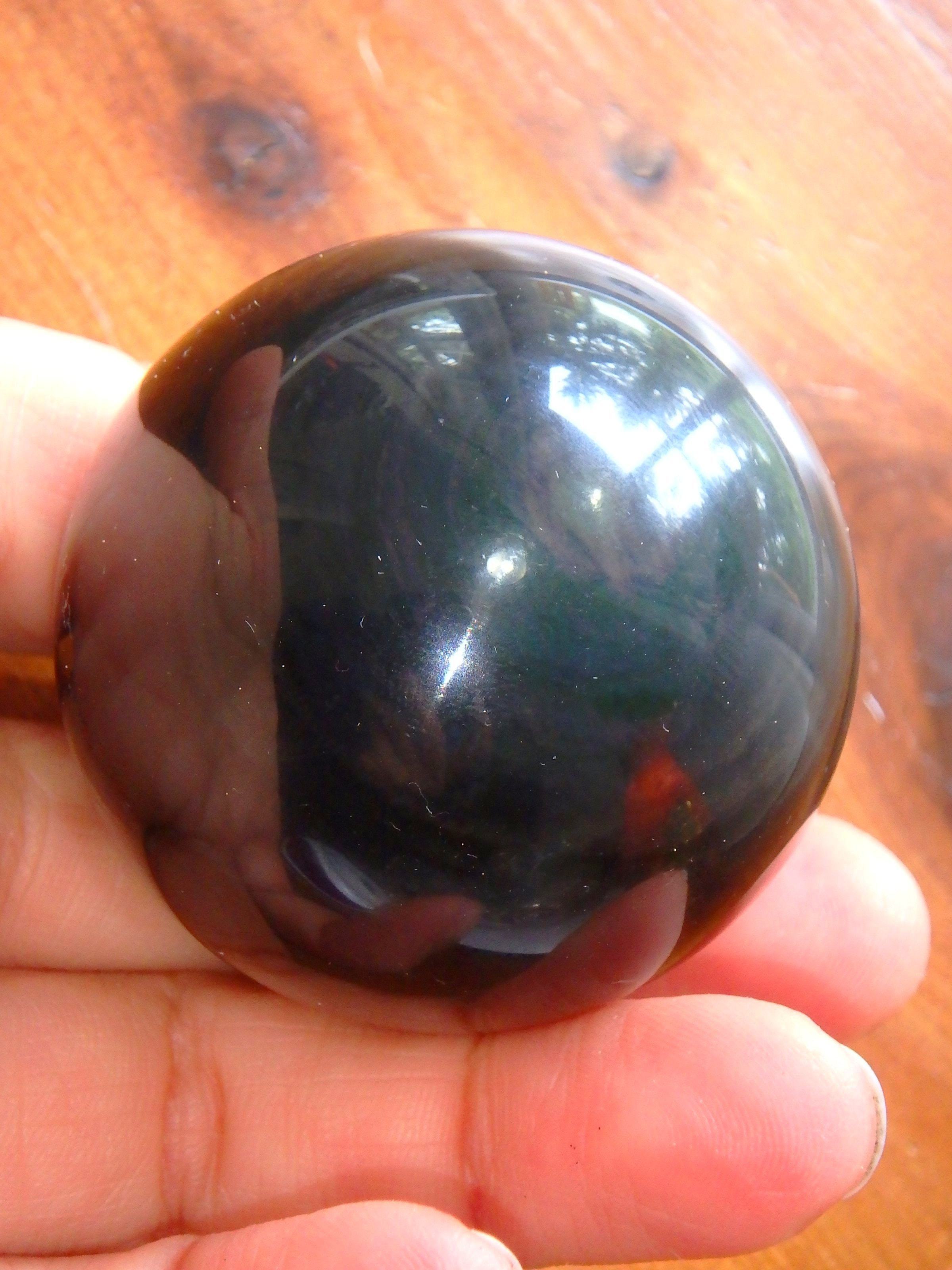 Dark Mysterious Flashes of Rainbows Obsidian Sphere Carving
