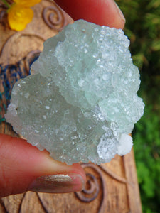 Shimmering Quartz Druzy Crusted Green Fluorite Natural Specimen