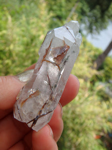 Fascinating Golden Brookite & Brazilian Quartz Point With Self Healing - Earth Family Crystals