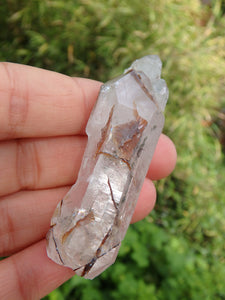 Fascinating Golden Brookite & Brazilian Quartz Point With Self Healing - Earth Family Crystals
