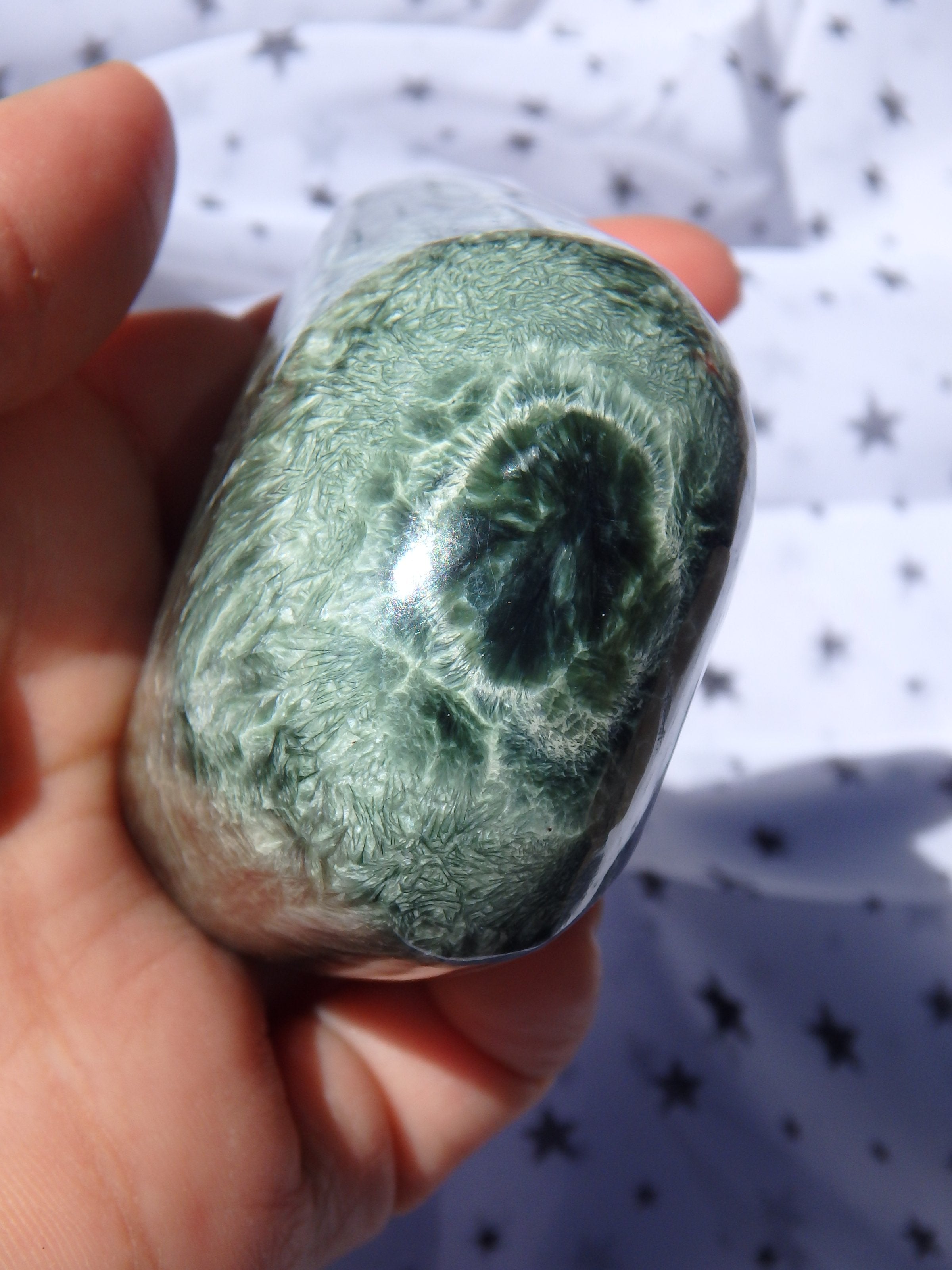 Gorgeous Deep Green Angel Wings & Flower Patterns Seraphinite Specimen - Earth Family Crystals