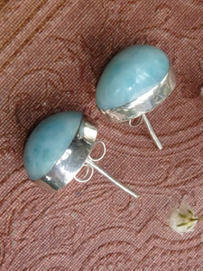 Show Stopper Tranquil Blue Larimar Studs in Sterling Silver