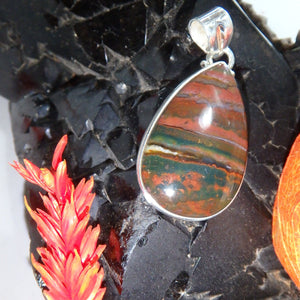 Amazing & Unique Bloodstone Pendant in Sterling Silver ( Includes Silver Chain) - Earth Family Crystals