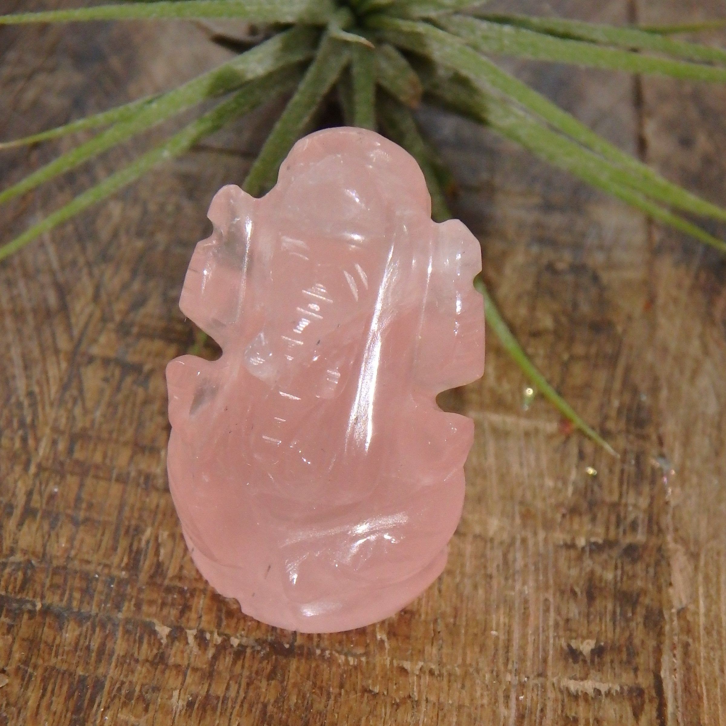 Rose Quartz Ganesha Dainty Carving- The Remover of Obstacles - Earth Family Crystals