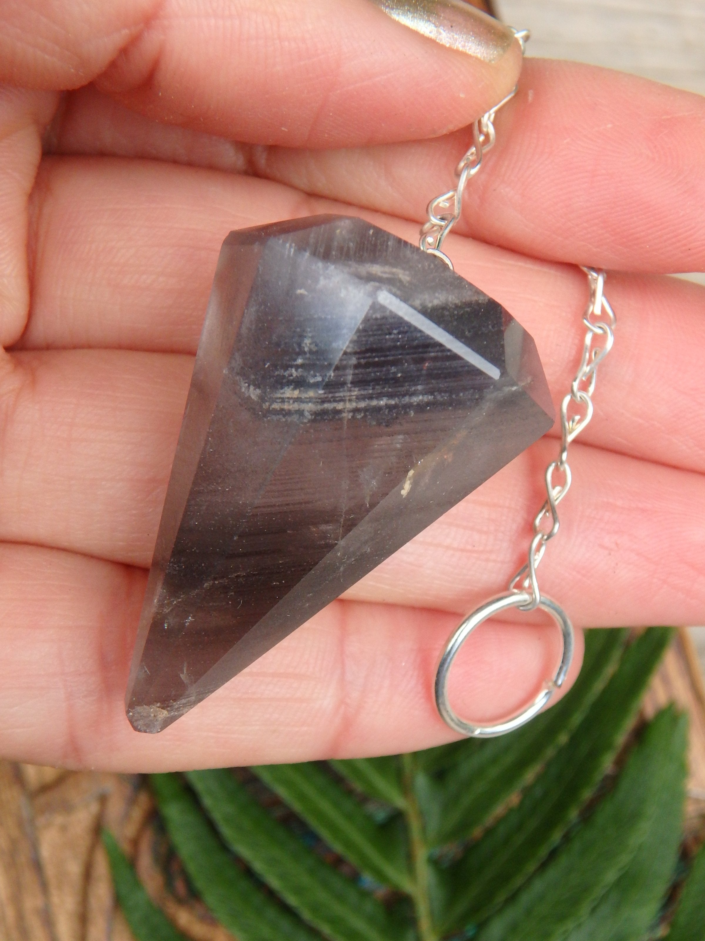 Smoky Angel Phantom Quartz Pendulum - Earth Family Crystals