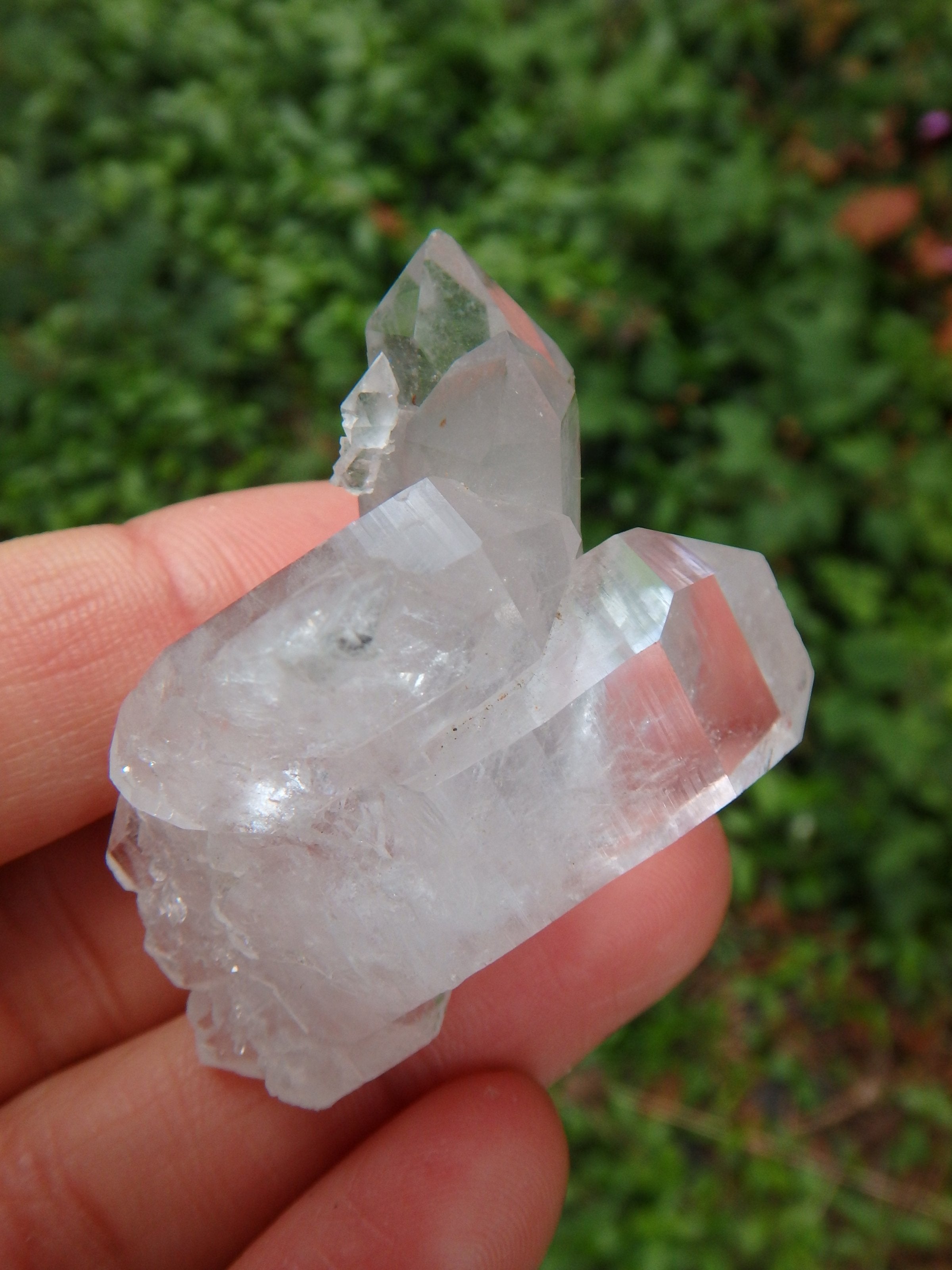 Unique Intertwined Points Blue Phantom Quartz With Elestial, DT & Self Healing Specimen - Earth Family Crystals