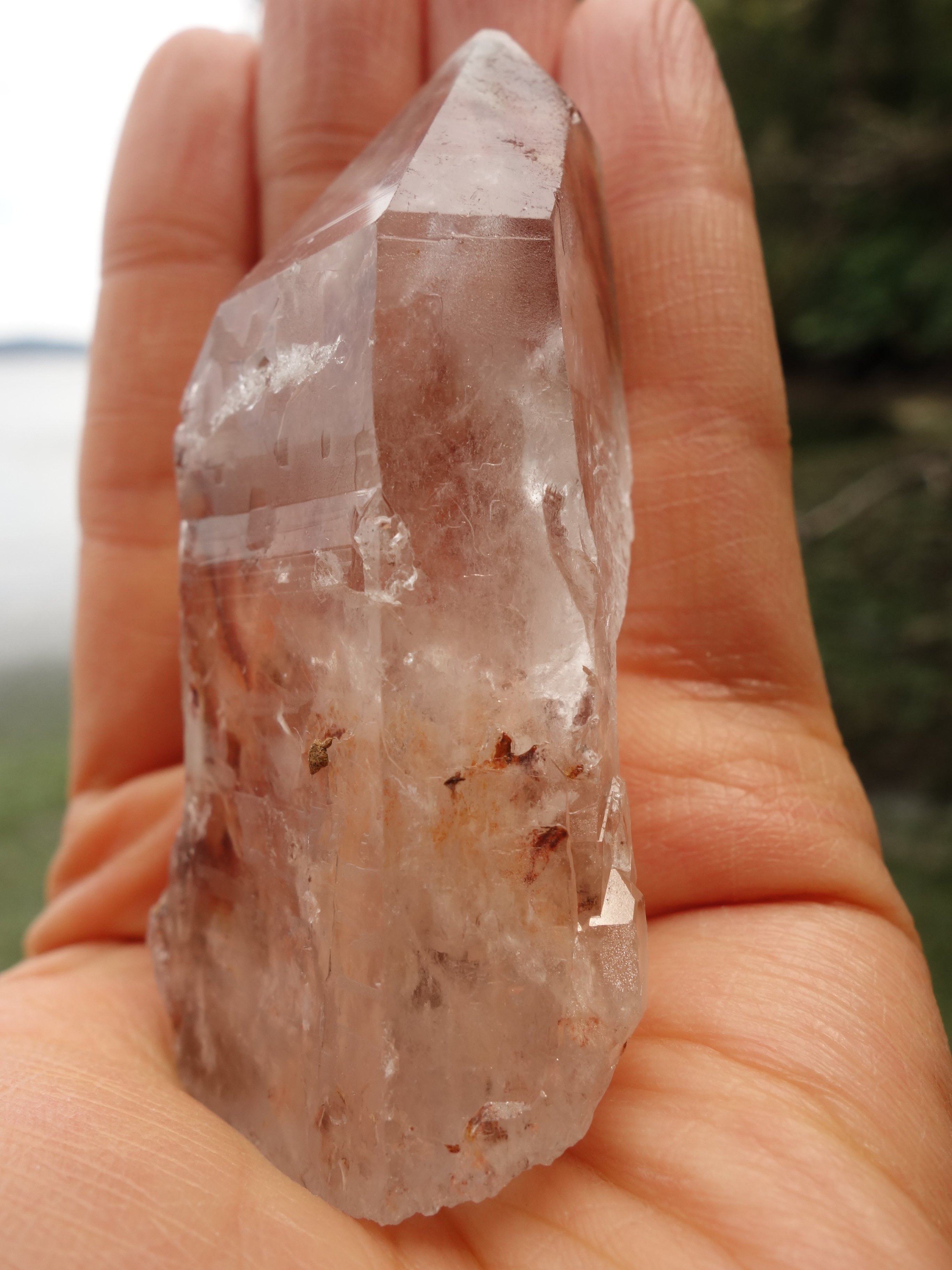 Brilliant One of a Kind Inclusions Angel Phantom Quartz Point From Brazil - Earth Family Crystals