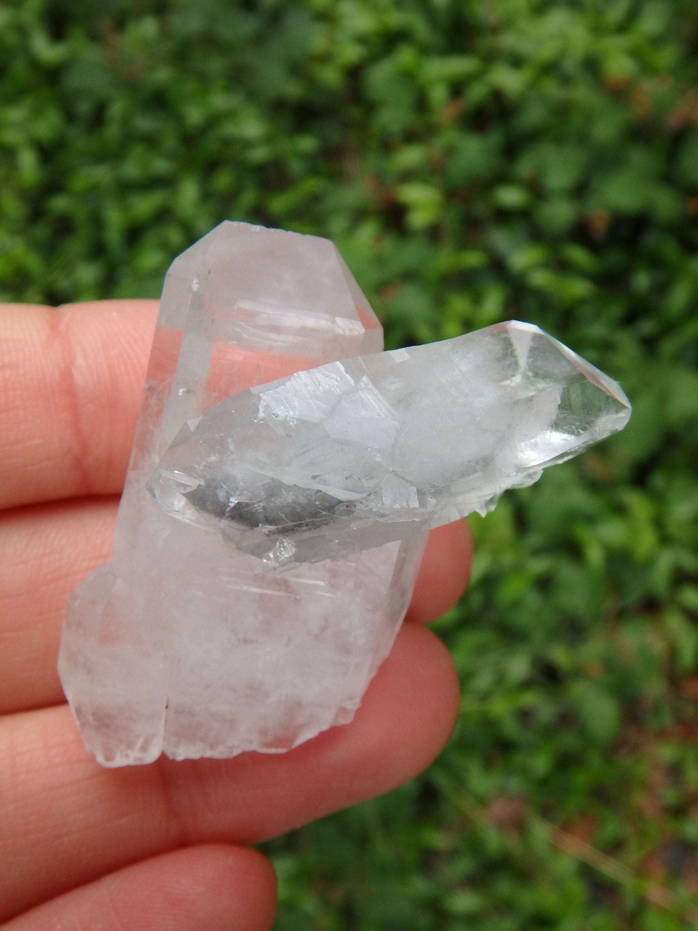 Unique Intertwined Points Blue Phantom Quartz With Elestial, DT & Self Healing Specimen - Earth Family Crystals