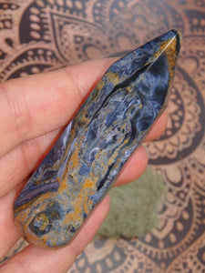 Stunning Satin Blue & Golden Pietersite Wand Carving - Earth Family Crystals