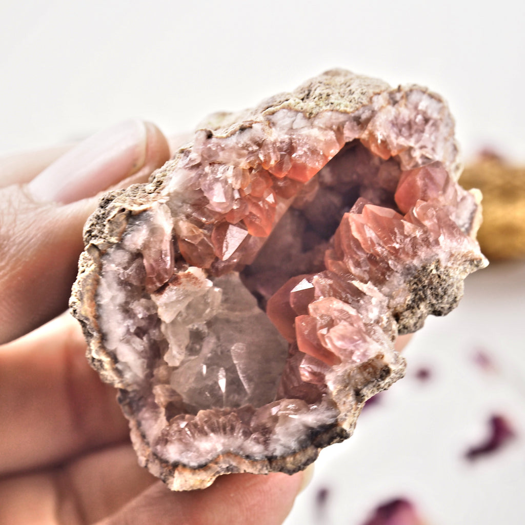 Fabulous Pink Amethyst & Clear Calcite Geode Specimen From Patagonia #1 - Earth Family Crystals
