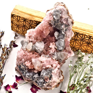 Stunning Large Pink Amethyst & Calcite Geode Specimen From Patagonia - Earth Family Crystals