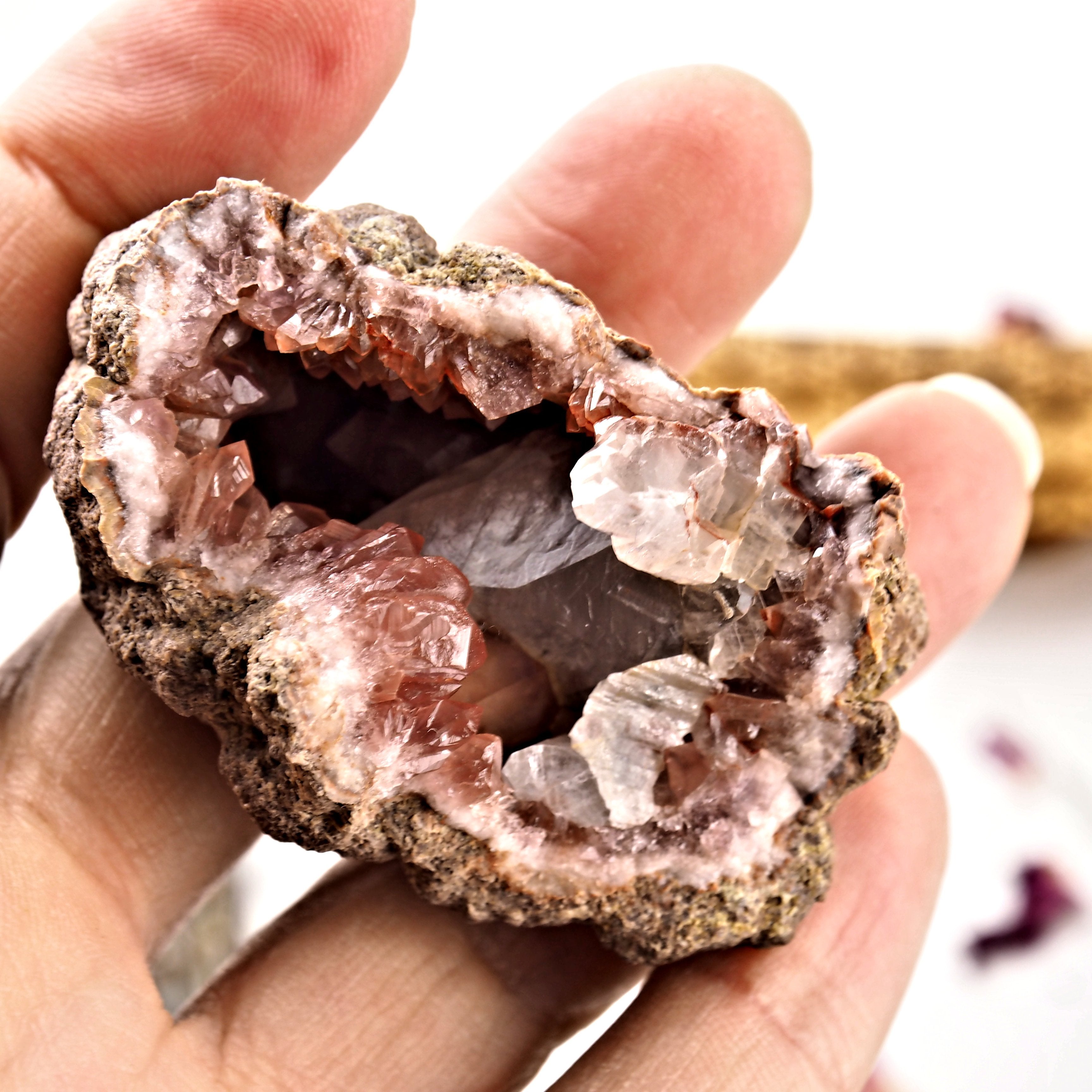 Fabulous Pink Amethyst & Clear Calcite Geode Specimen From Patagonia #2 - Earth Family Crystals