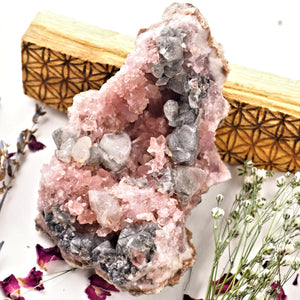 Stunning Large Pink Amethyst & Calcite Geode Specimen From Patagonia - Earth Family Crystals