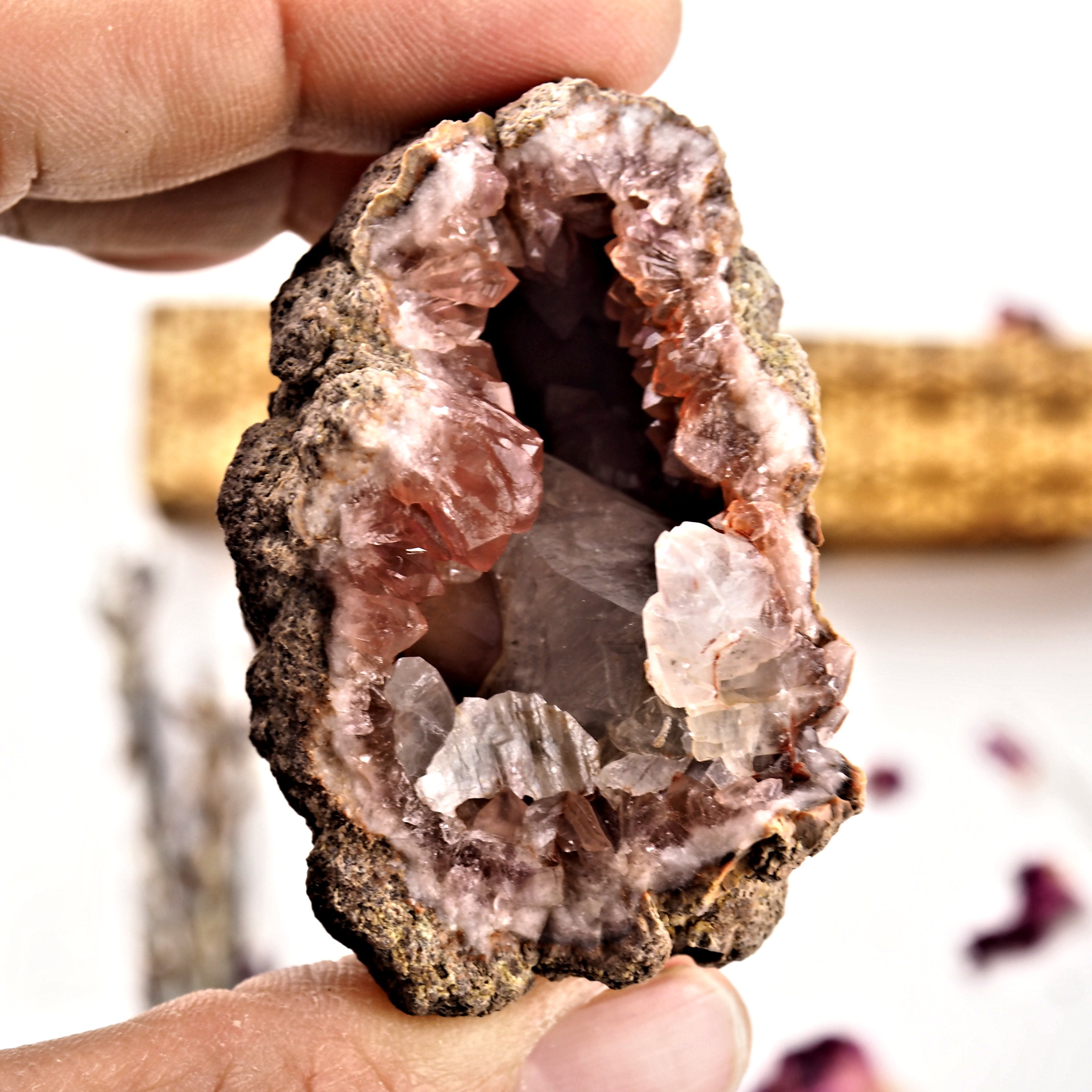 Fabulous Pink Amethyst & Clear Calcite Geode Specimen From Patagonia #2 - Earth Family Crystals