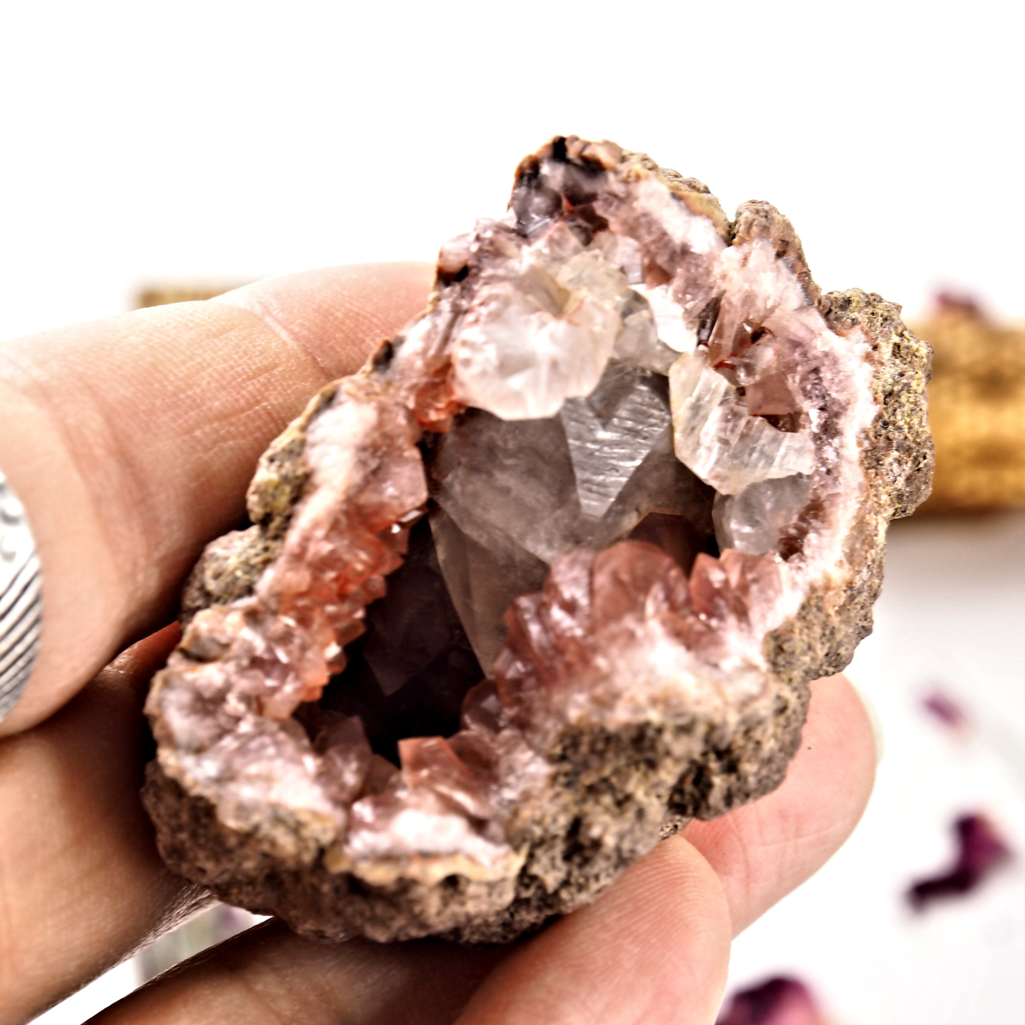 Fabulous Pink Amethyst & Clear Calcite Geode Specimen From Patagonia #2 - Earth Family Crystals