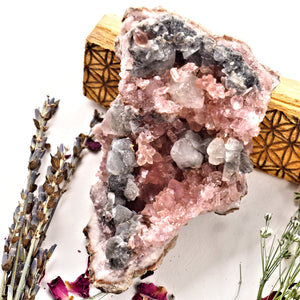 Stunning Large Pink Amethyst & Calcite Geode Specimen From Patagonia - Earth Family Crystals