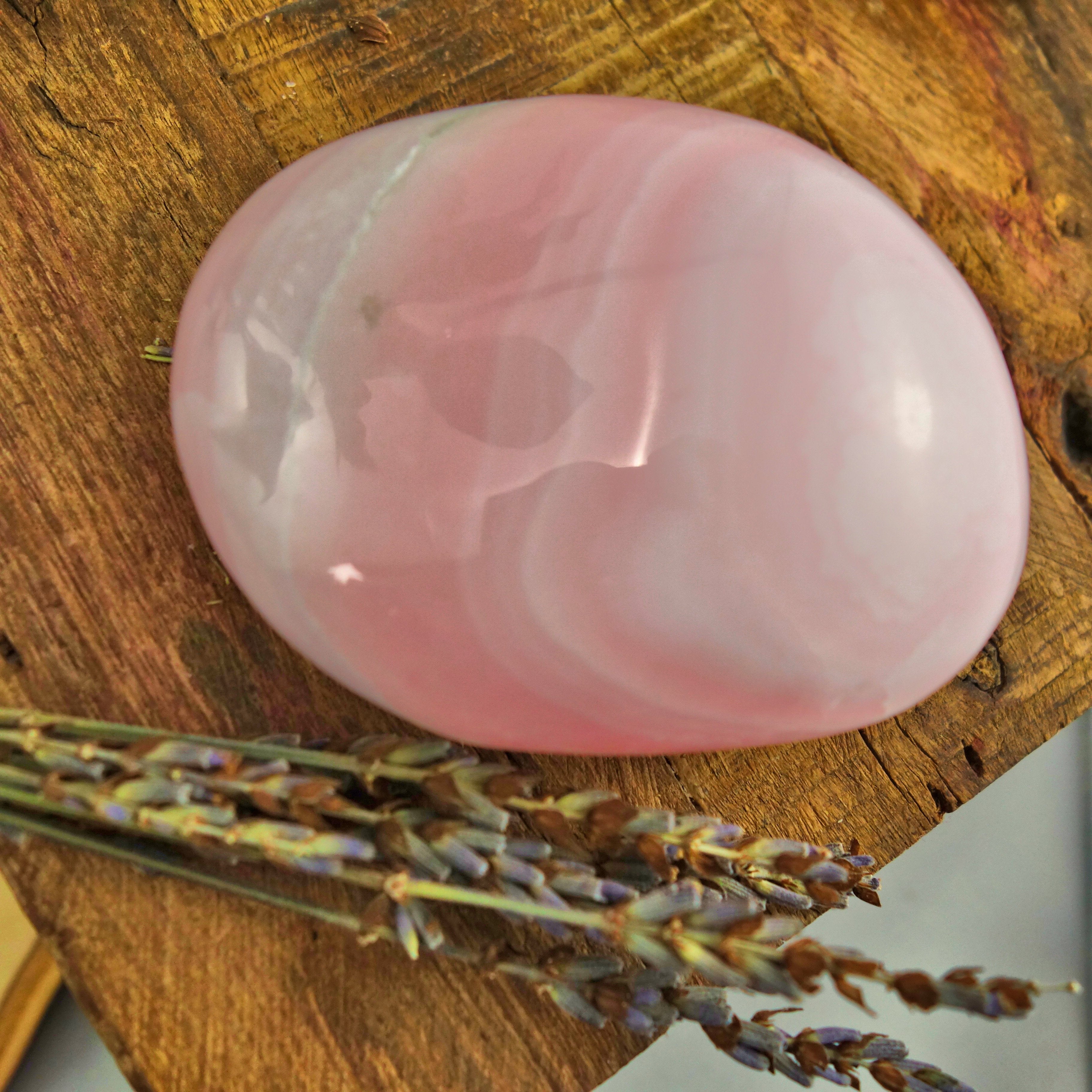 Fluorescent Creamy & Chunky Pink Mangano Calcite Hand Held Specimen - Earth Family Crystals