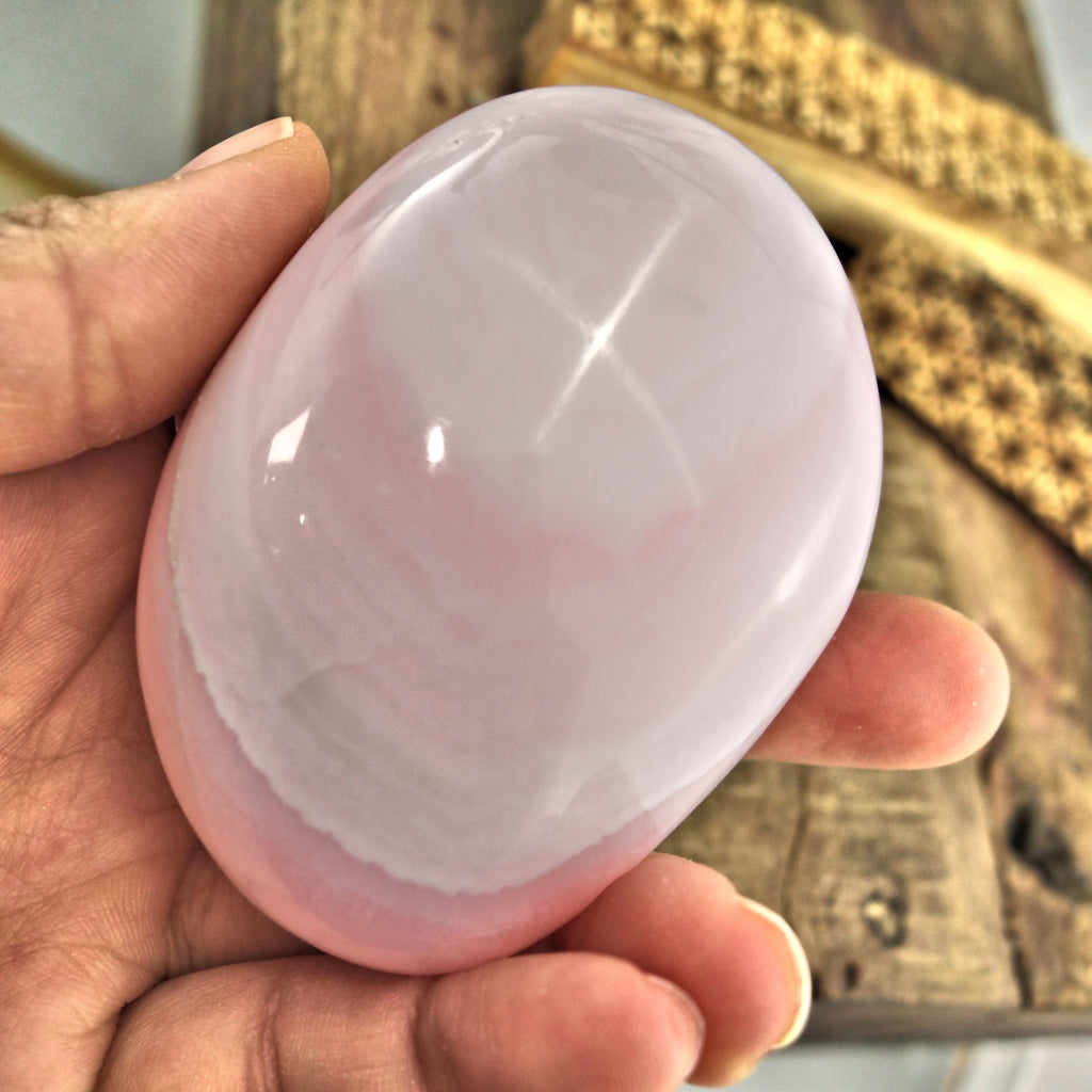 Fluorescent Creamy & Chunky Pink Mangano Calcite Hand Held Specimen - Earth Family Crystals