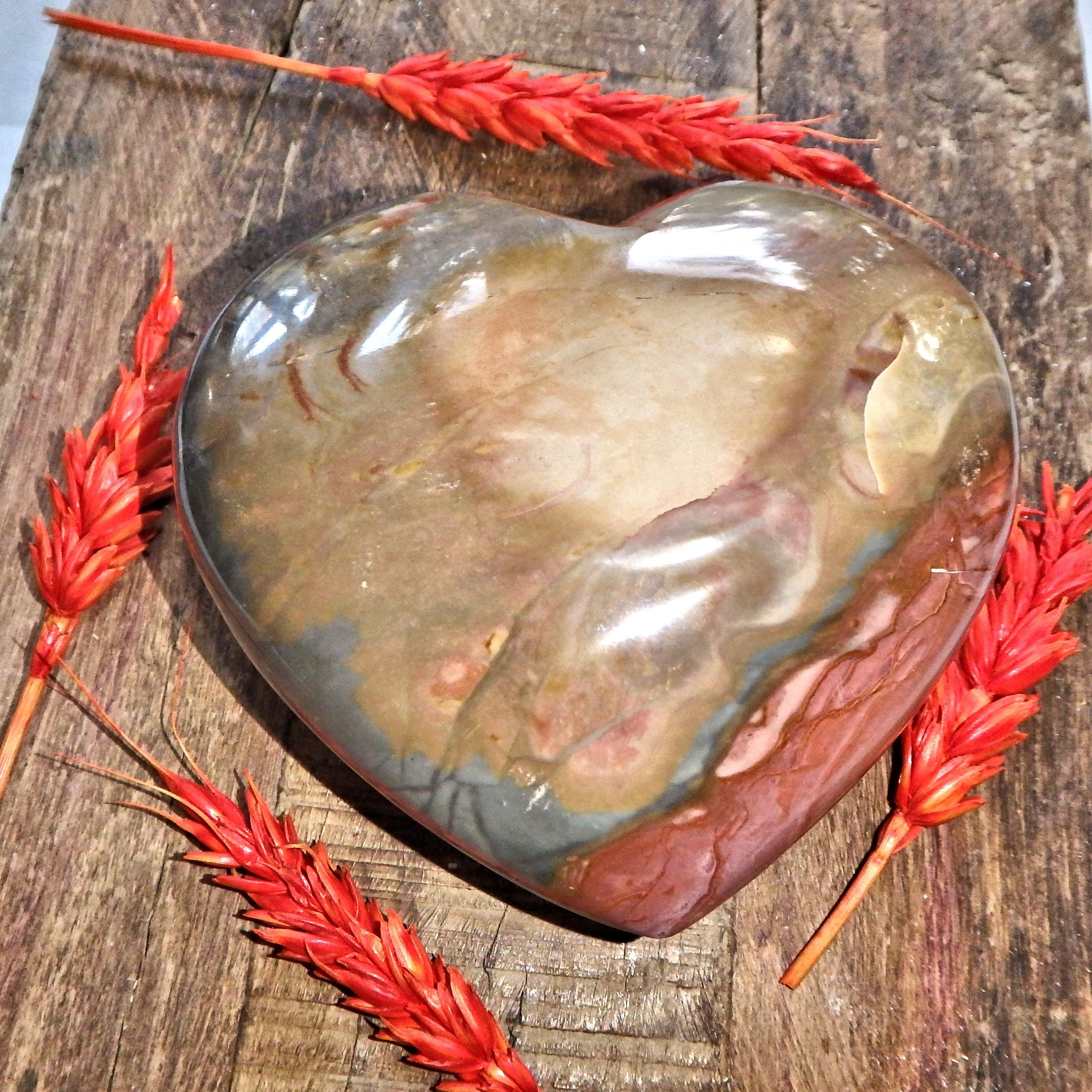 Pastel Color Splashes Polychrome Jasper Love Heart- The Joy Stone - Earth Family Crystals