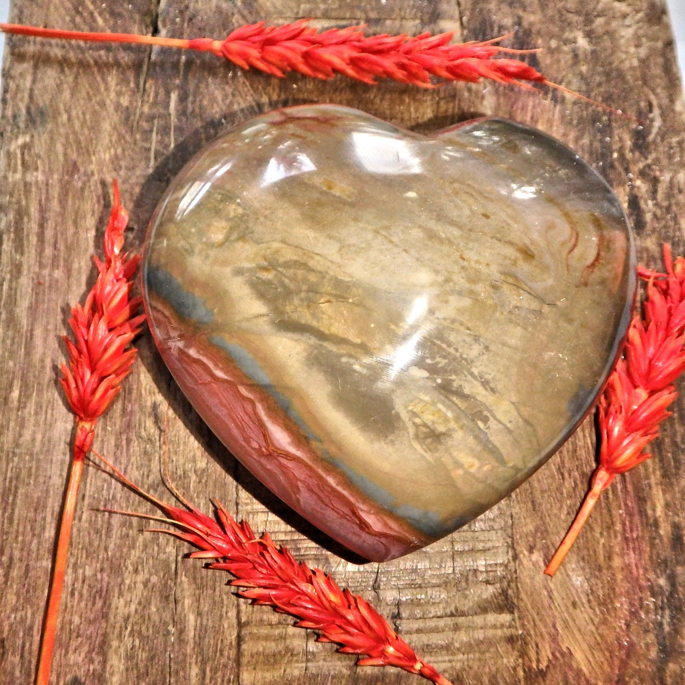 Pastel Color Splashes Polychrome Jasper Love Heart- The Joy Stone - Earth Family Crystals