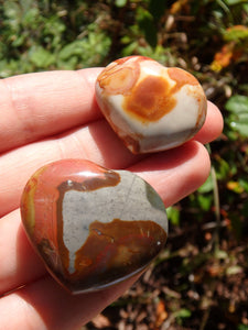 Set of 2~Delightful Colors Polychrome Jasper Small Heart Set 1