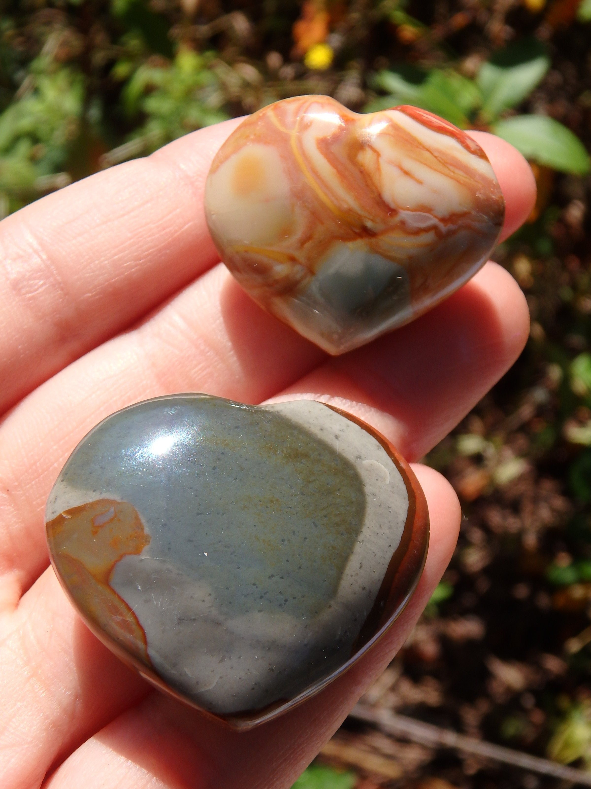 Set of 2~Delightful Colors Polychrome Jasper Small Heart Set 1