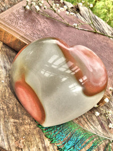 Large Creamy Swirls Polychrome Jasper Love Heart1 - Earth Family Crystals