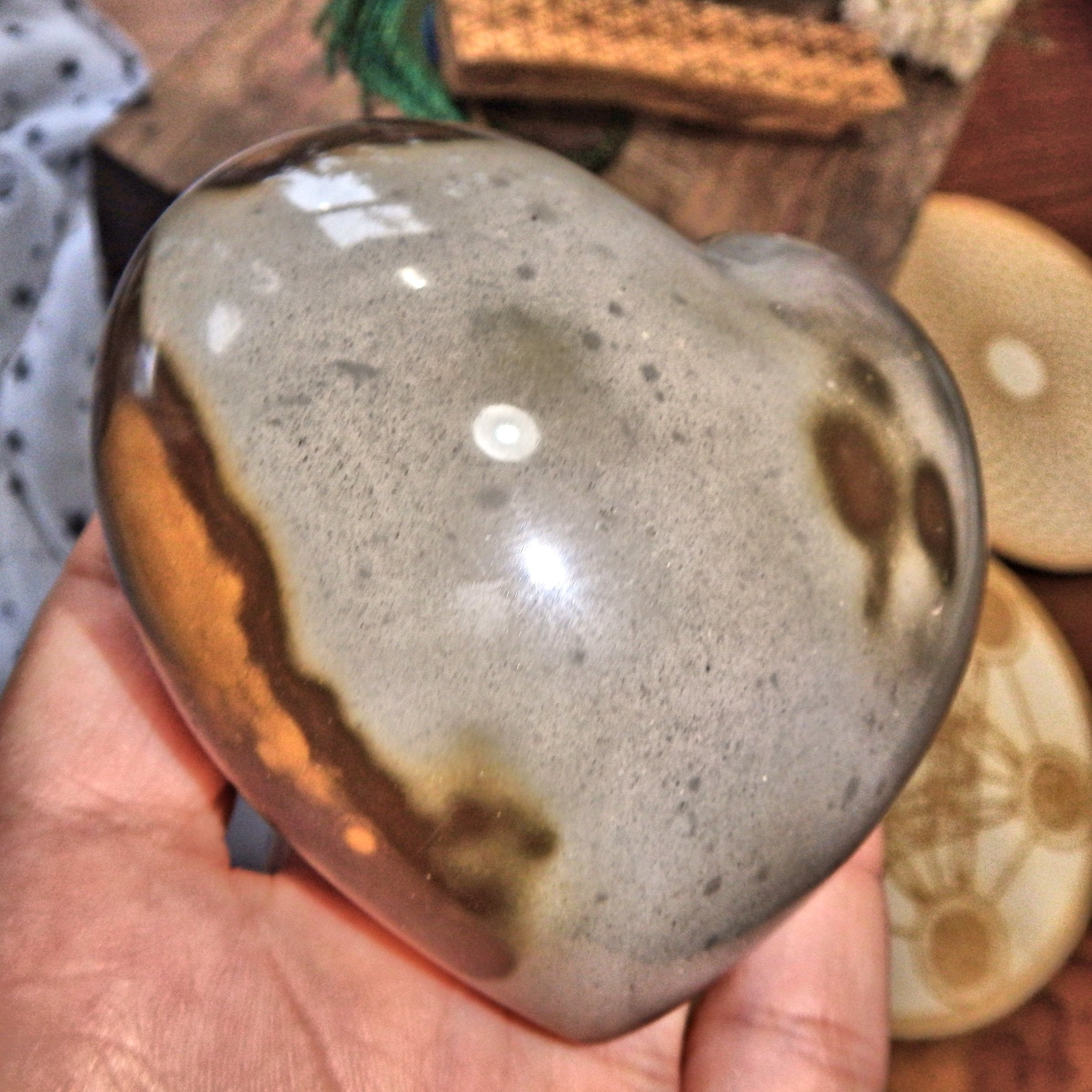 Puffy Earth Hues Polychrome Jasper Love Heart 8