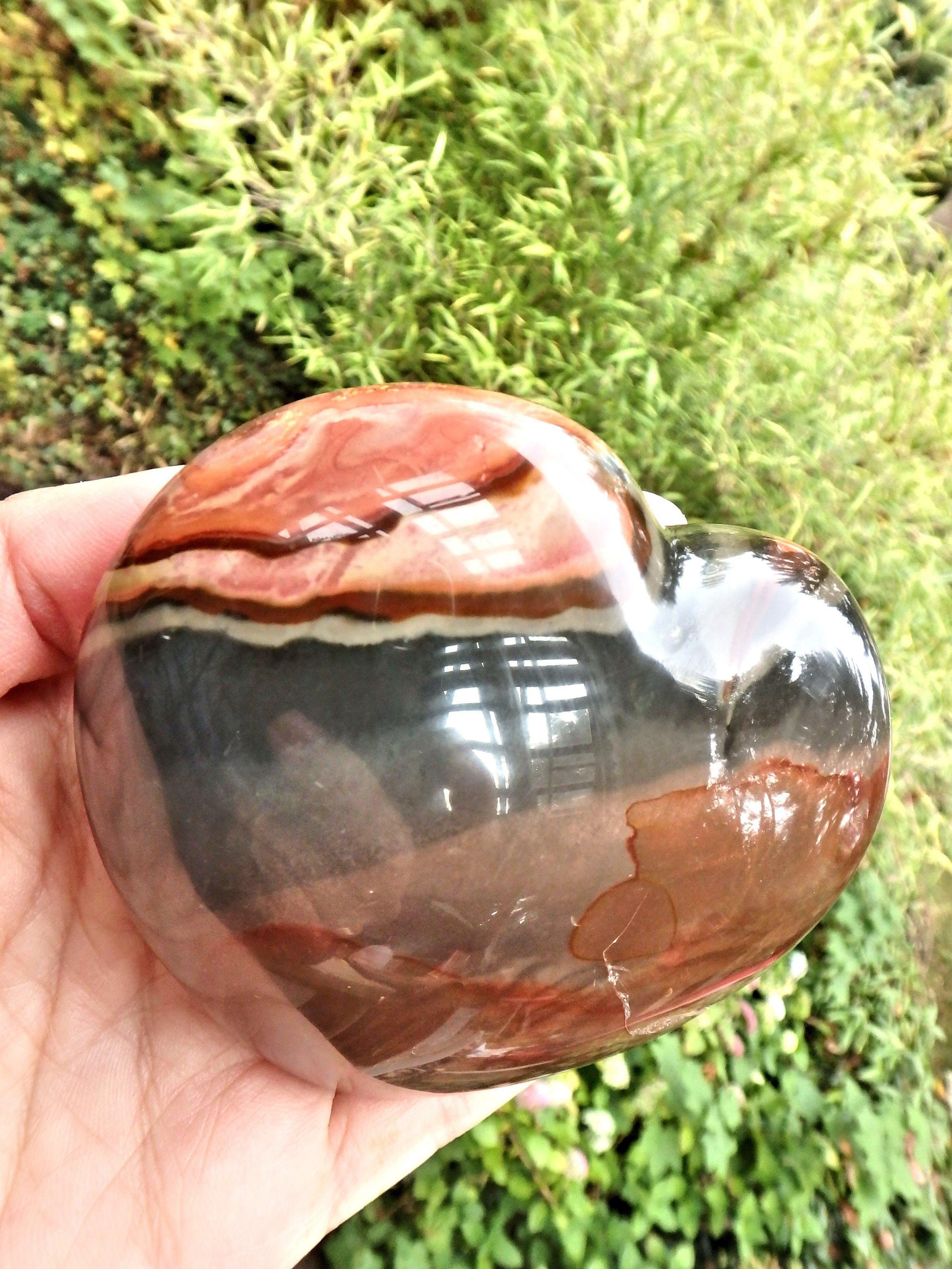 Deep Splashes of Color Polychrome Jasper Love Heart1 - Earth Family Crystals