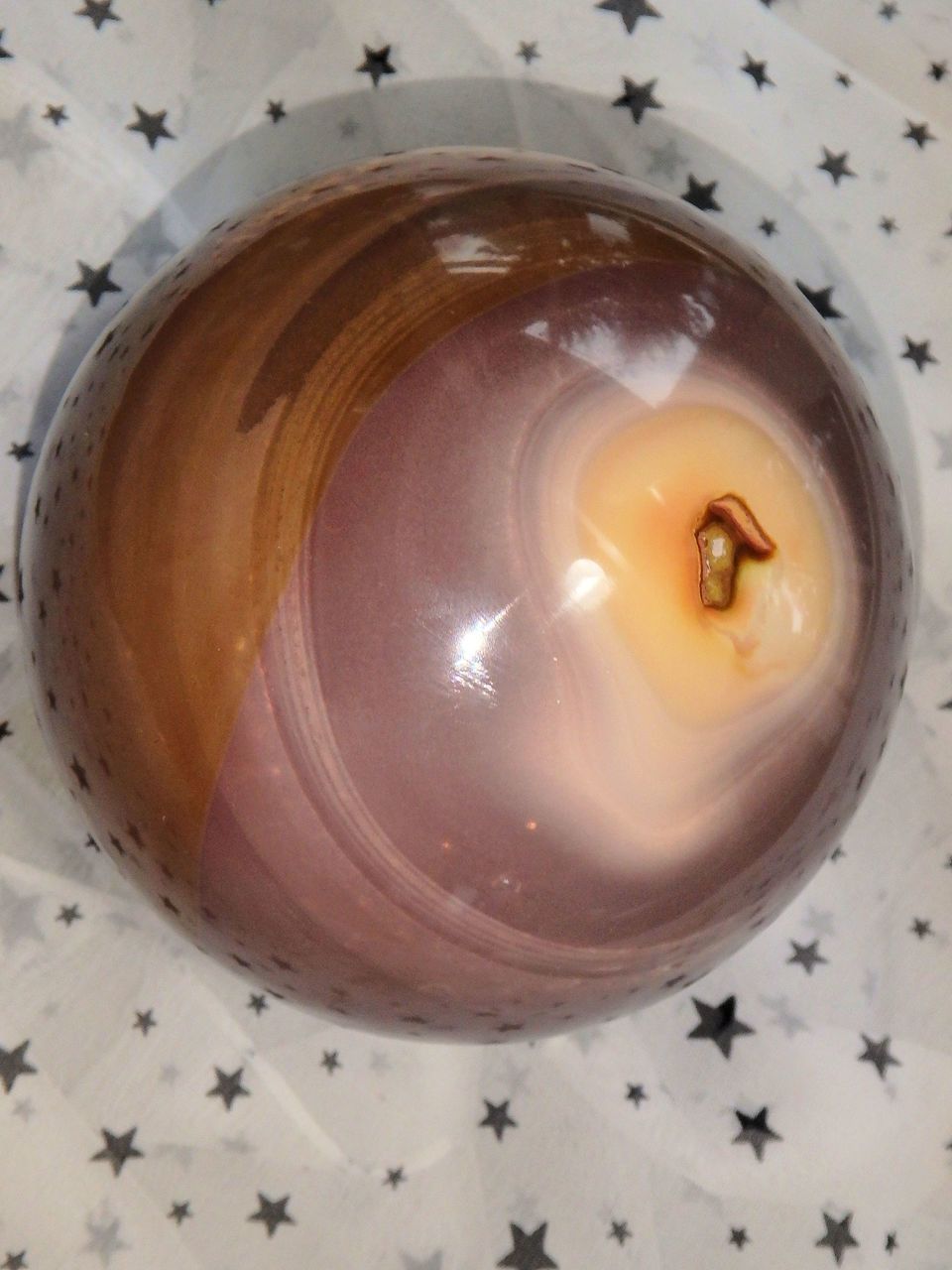 Jumbo Creamy Burgundy Patterns Polychrome Jasper Sphere Carving - Earth Family Crystals