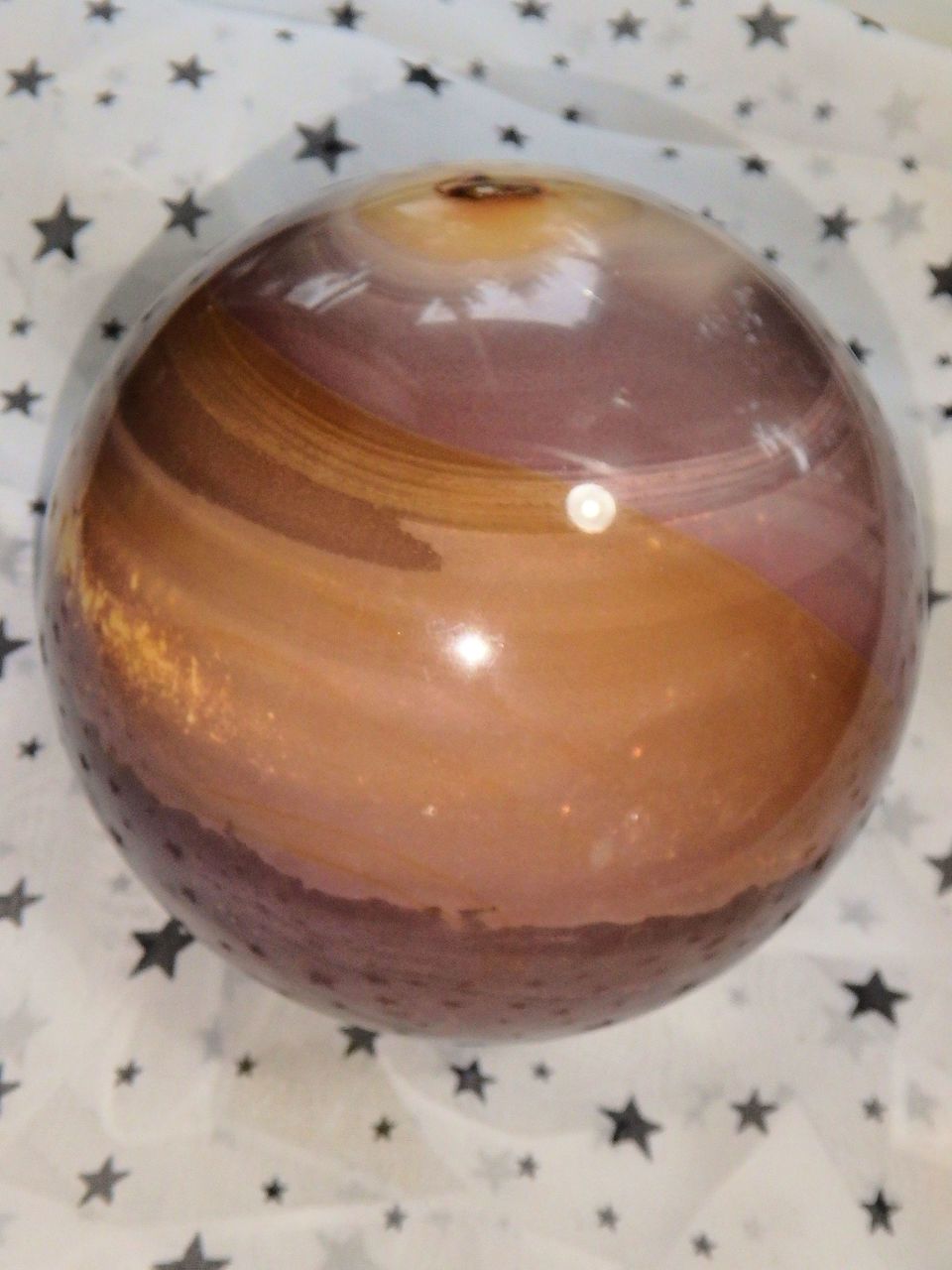 Jumbo Creamy Burgundy Patterns Polychrome Jasper Sphere Carving - Earth Family Crystals