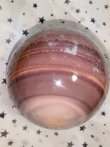 Jumbo Creamy Burgundy Patterns Polychrome Jasper Sphere Carving - Earth Family Crystals