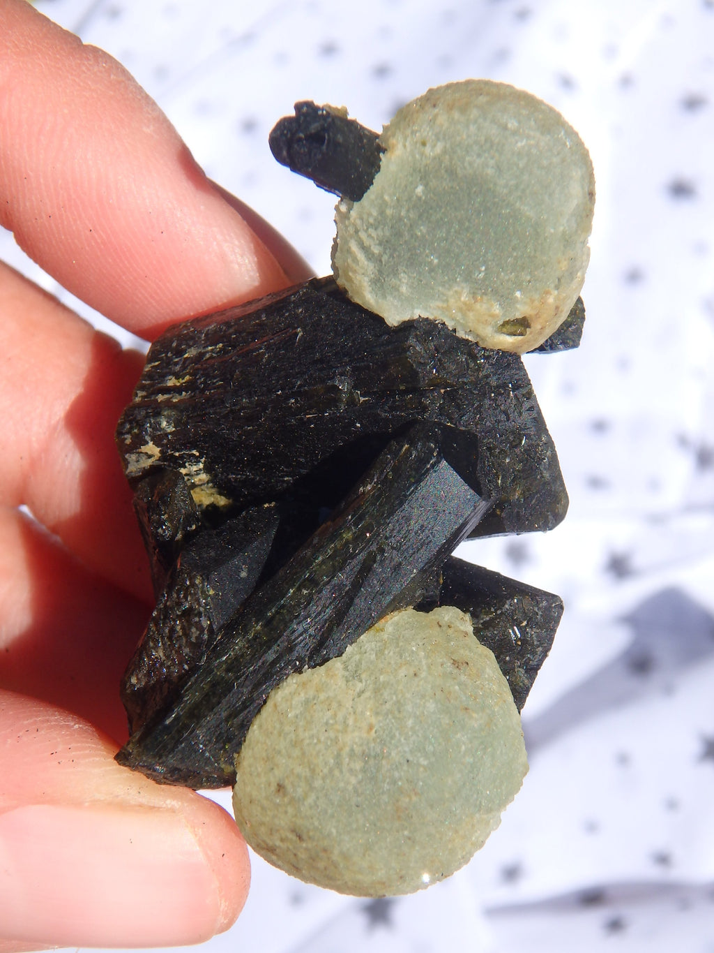 Fantastic Combo-Grape Green Prehnite on Forest Green Epidote Matrix 1 - Earth Family Crystals