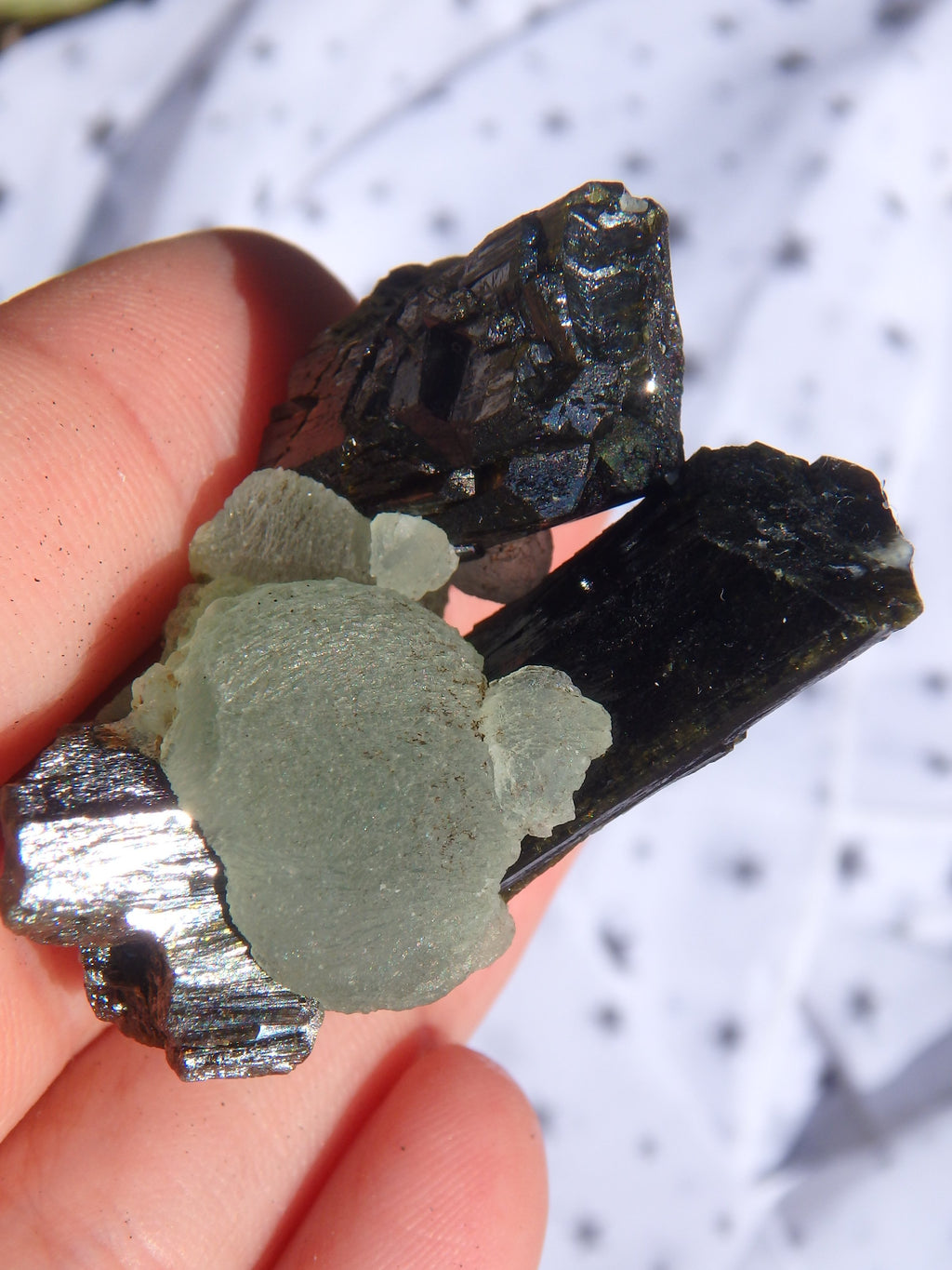 Fantastic Combo-Grape Green Prehnite on Forest Green Epidote Matrix 2 - Earth Family Crystals