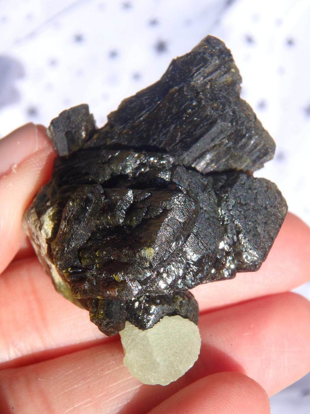 Fantastic Combo-Grape Green Prehnite on Forest Green Epidote Matrix 3 - Earth Family Crystals