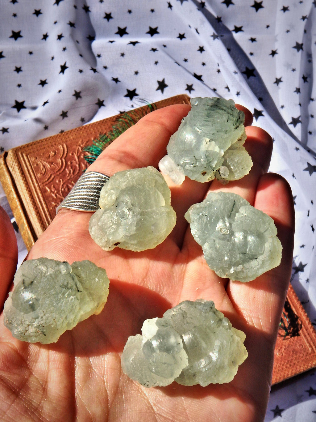 Extreme Healing Minty Green Prehnite Natural Nodule With Dark Epidote Blade Inclusions (1) - Earth Family Crystals
