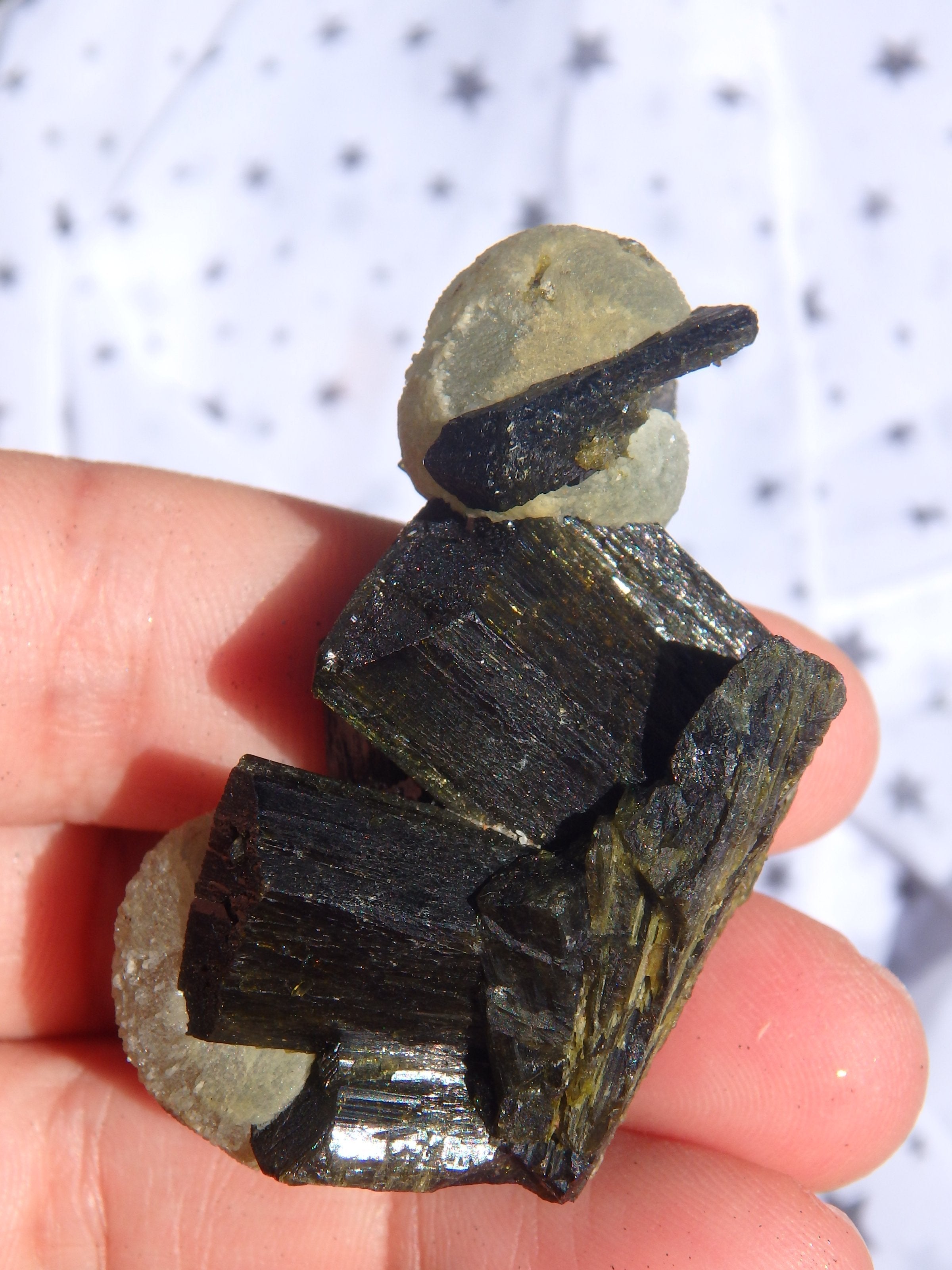 Fantastic Combo-Grape Green Prehnite on Forest Green Epidote Matrix 1 - Earth Family Crystals